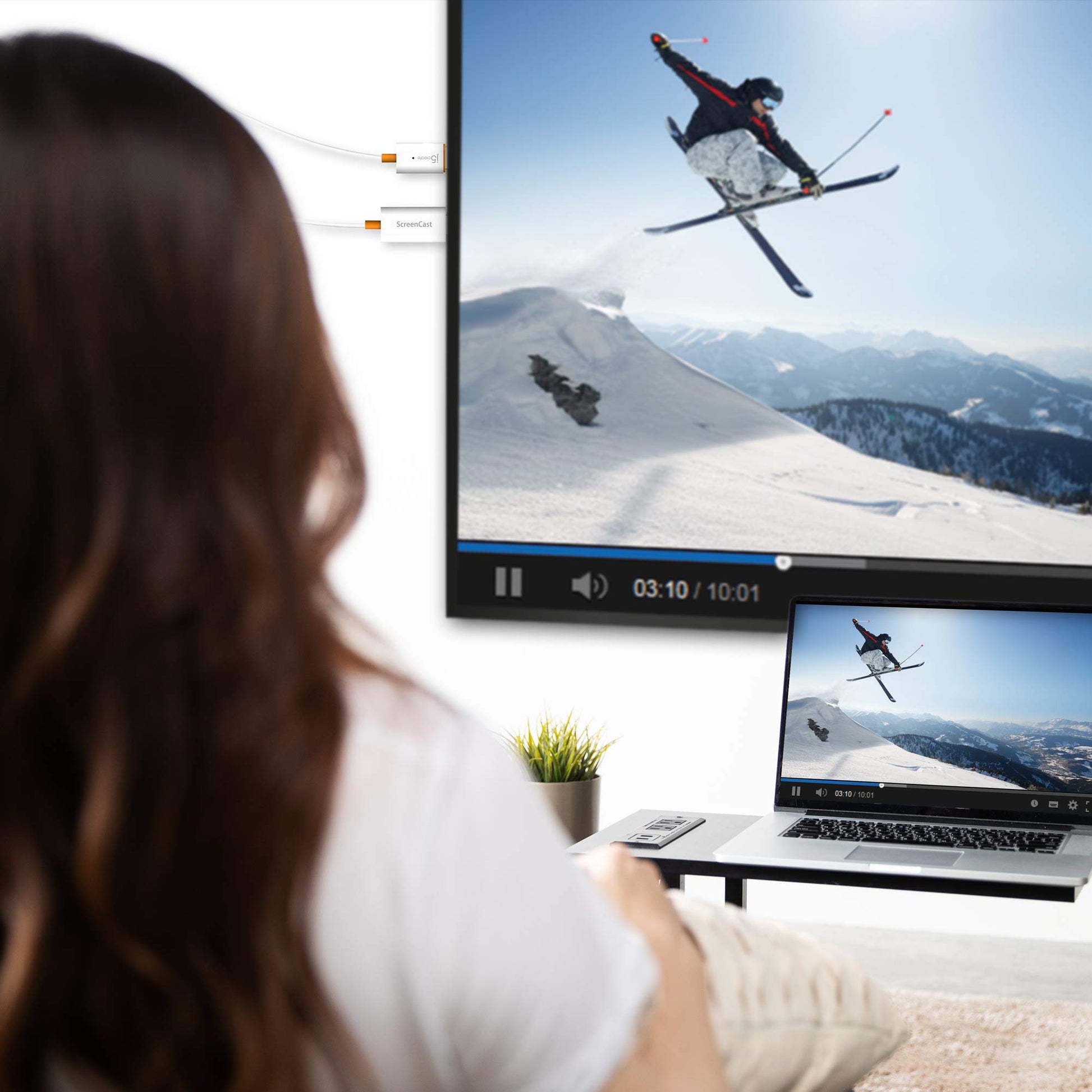 j5create ScreenCast HDMI Wireless Display Adapter Receiver - Mirror Phone, Tablet, Laptop to HDTV - Compatible with MiraCast, AirPlay, Android, Windows 10 PC, iOS, iPhone, Tablet (JVAW56) - Medaid International