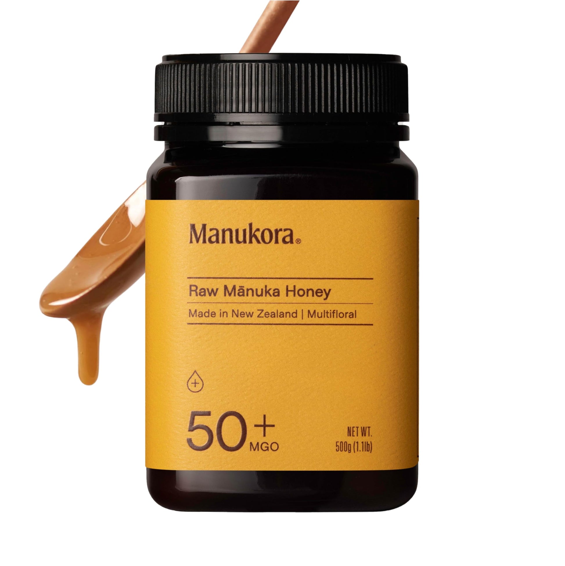 Manukora Raw Manuka Honey MGO 50+, New Zealand Honey, Non-GMO, 3rd-Party Tested, Glyphosate Residue Free Certified, 2000+ Natural Compounds, Traceable from Hive-to-Hand, Daily Wellness Support – 500g - Medaid International