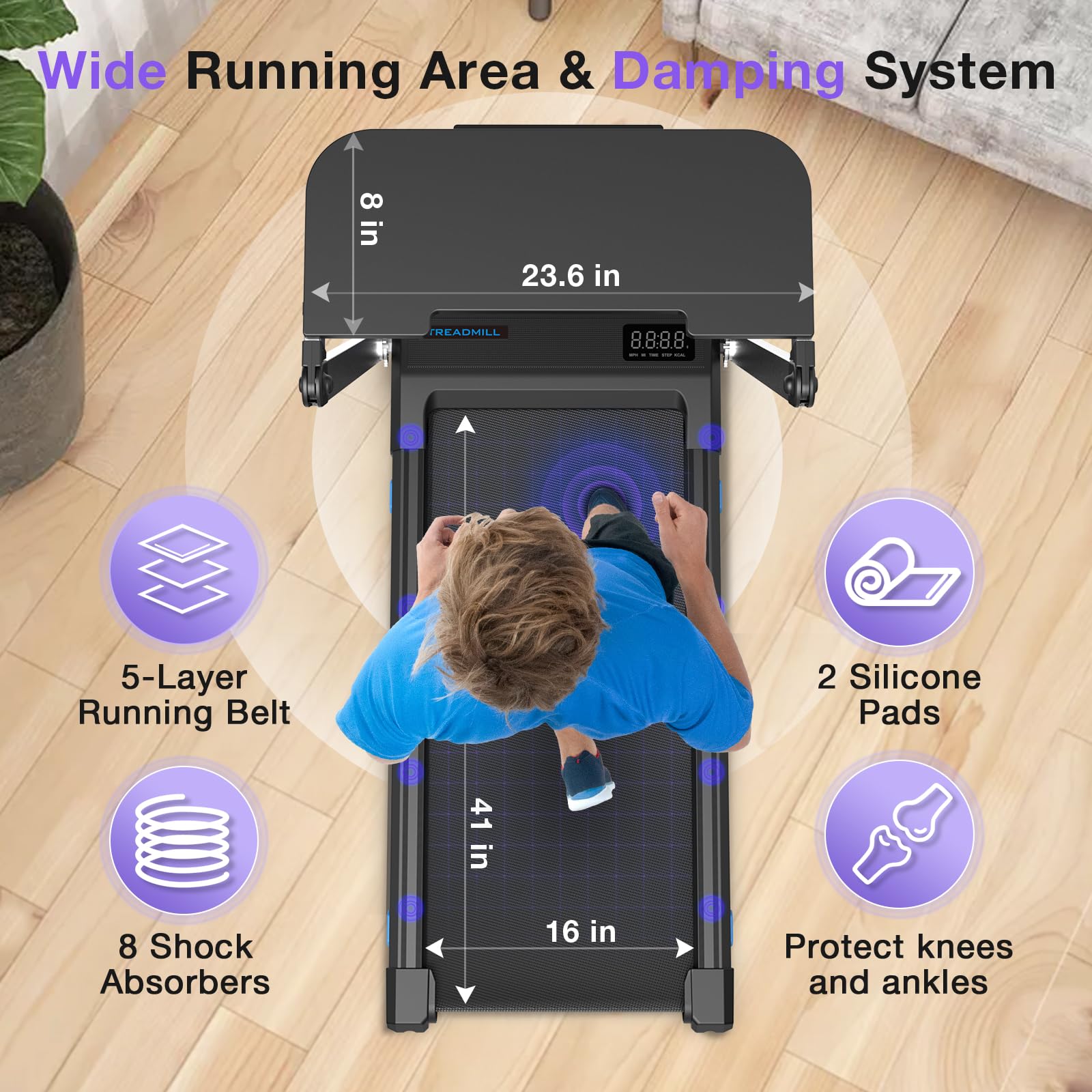 Desk Treadmill with Incline & Handle, 3 in 1 Portable Treadmill with Removable Desk Workstation, Foldable Walking Treadmills for Home Office Small Space, Voice & App & Remote Control, 2s Folding - Medaid International