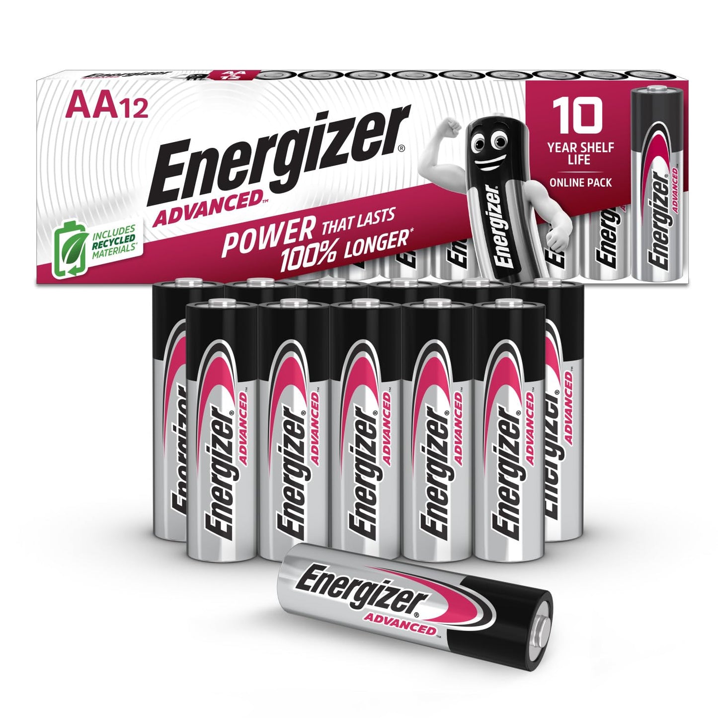 Energizer Advanced AA Batteries 1.5V Alkaline, 12 Pack, Long-Lasting Premium Double A Batteries - Medaid International