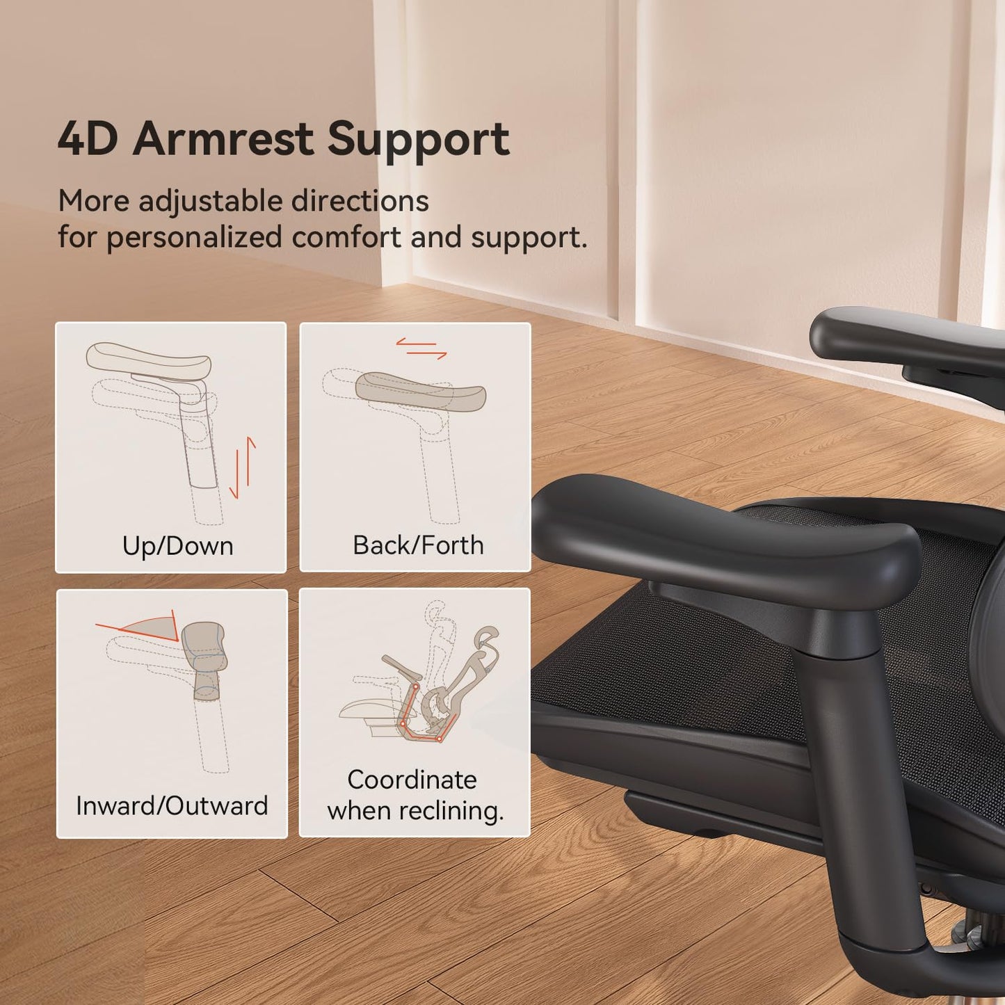 SIHOO Doro C300 Ergonomic Office Chair with Ultra Soft 3D Armrests, Dynamic Lumbar Support for Home Office Chair, Adjustable Backrest Desk Chair, Swivel Big and Tall Computer Chair Black - Medaid International