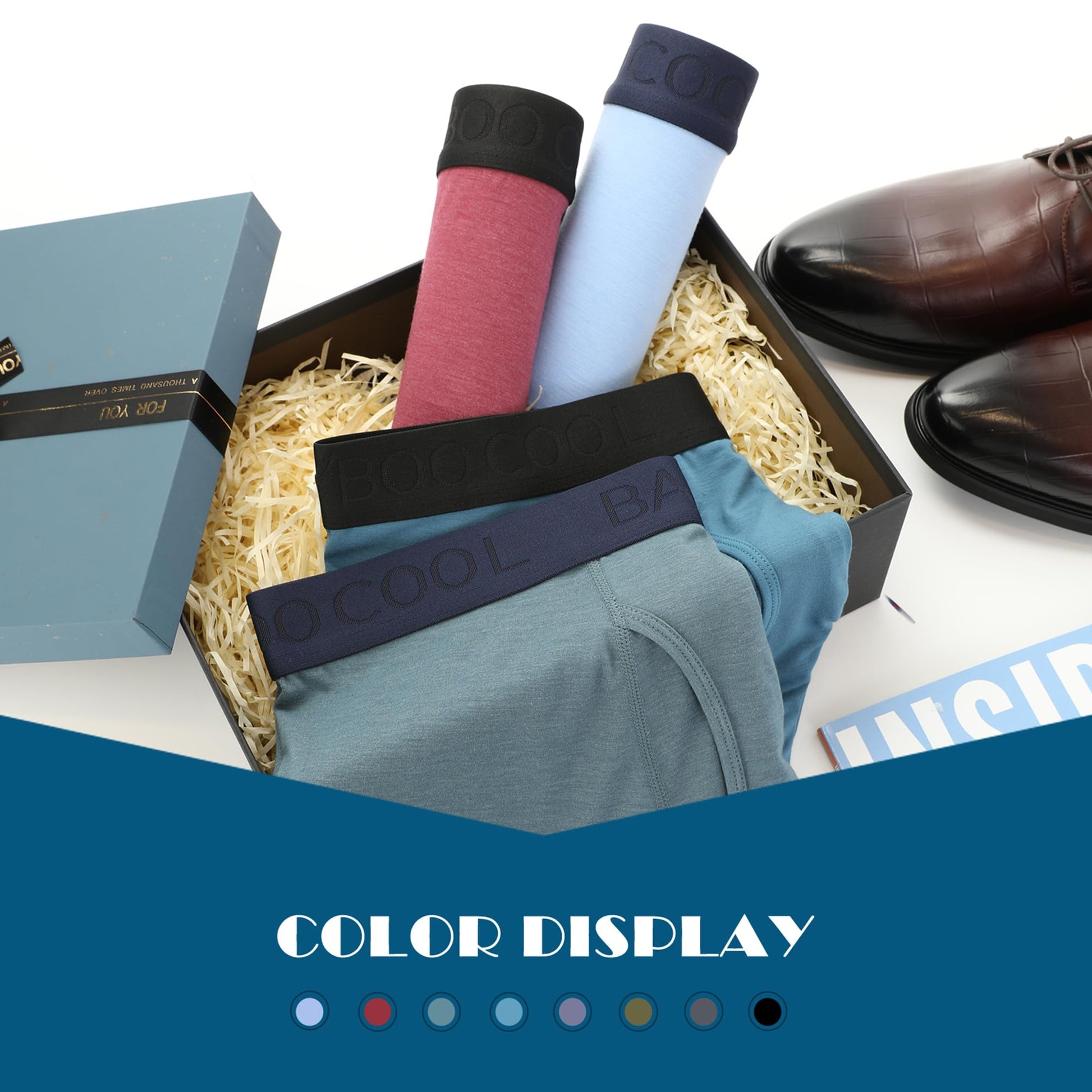 BAMBOO COOL Men's Underwear Breathable Boxer Briefs with Fly Moisture-Wicking Lightweight Underwear - Medaid International