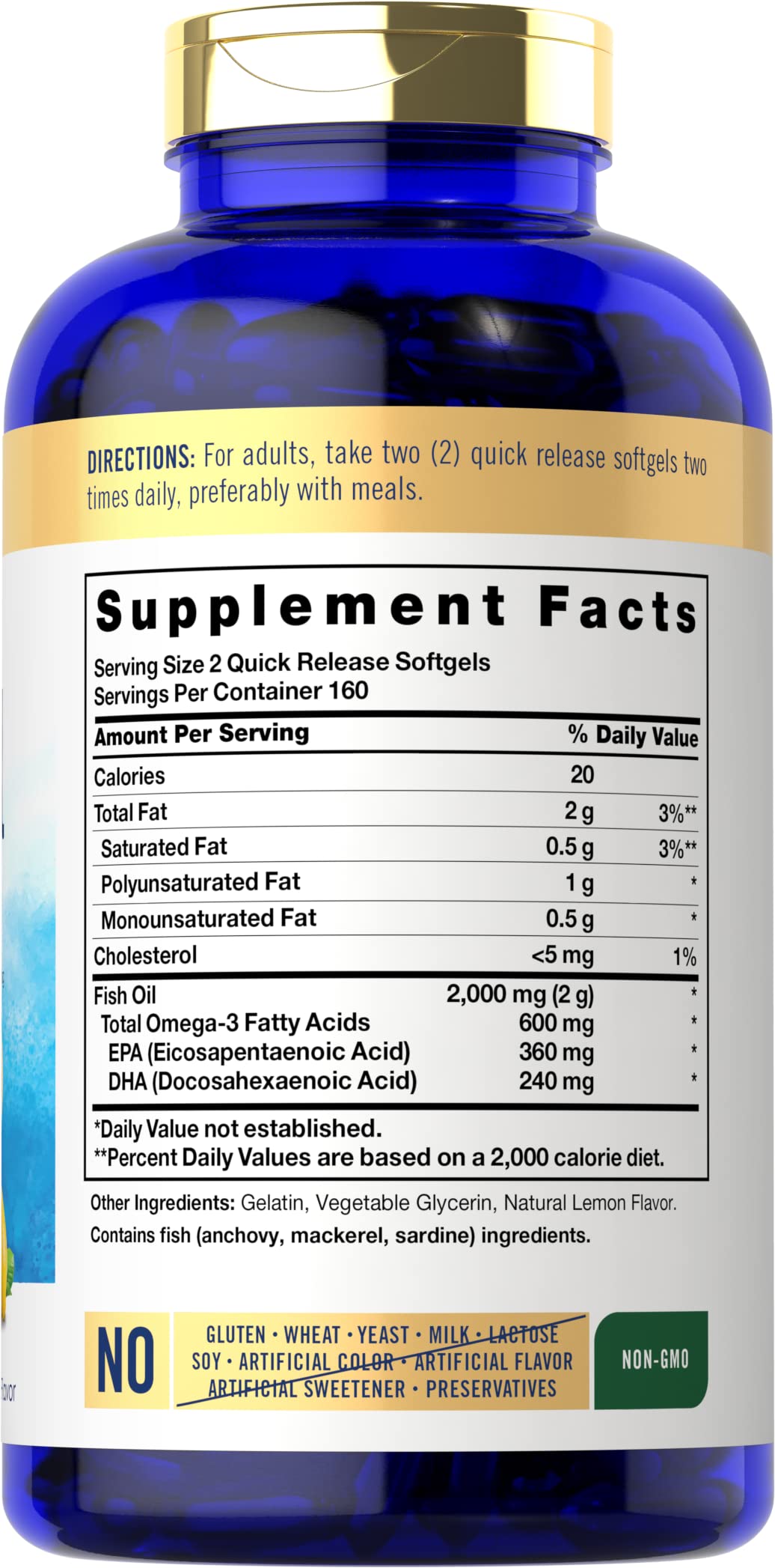 Carlyle Fish Oil Omega 3 Supplements | 2000mg | 320 Softgels | EPA & DHA | 600mg Total Omega-3 | Non-GMO, Gluten Free Pills - Medaid International
