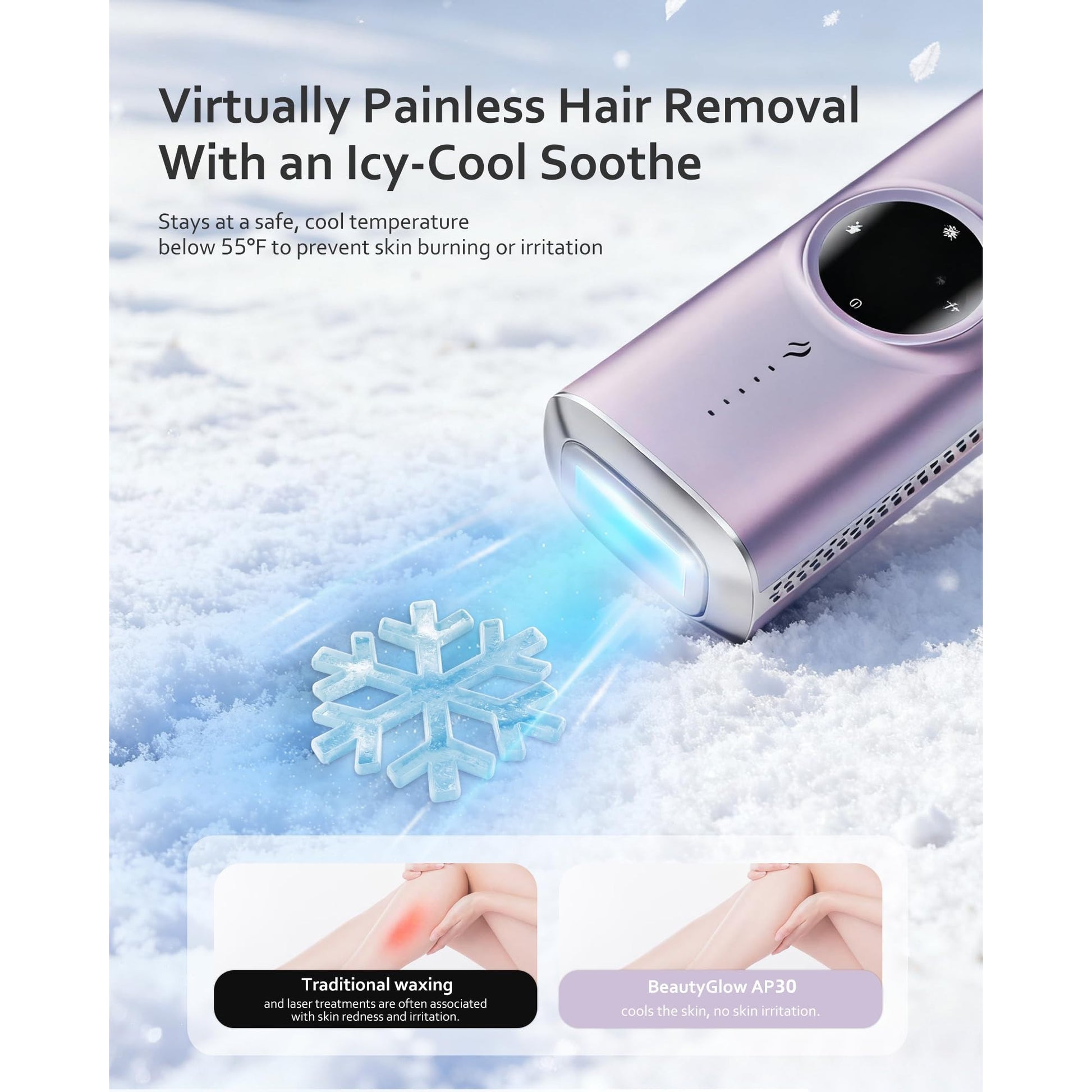 BeautyGlow Laser Hair Removal Device for Women & Men, At Home IPL Hair Remover with Ice Cooling Technology for Face & Body, Painless & Long-Lasting Results - Medaid International