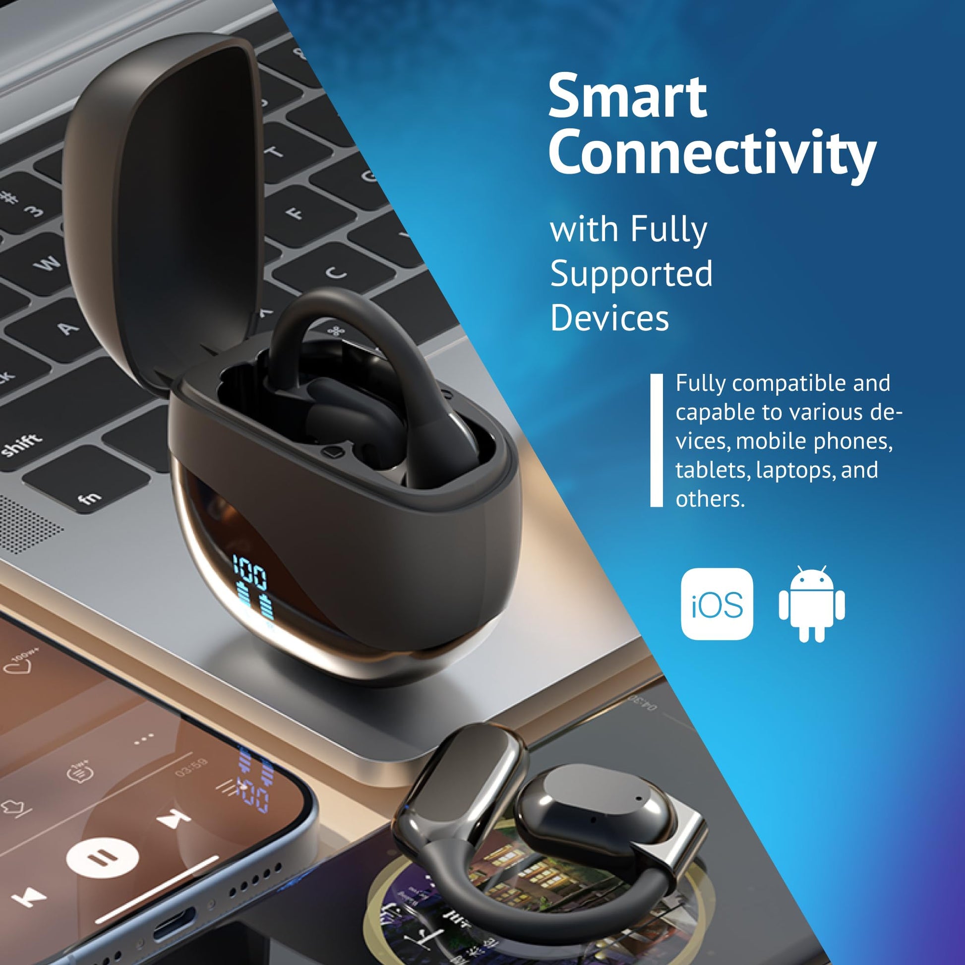 AI Language Translation Earbuds - Real Time Two Way OWS Translator Earphones - 144 Languages Auto Translate Wireless Headphones - Instant Translating Device fit iOS & Android for Business Travel - Medaid International