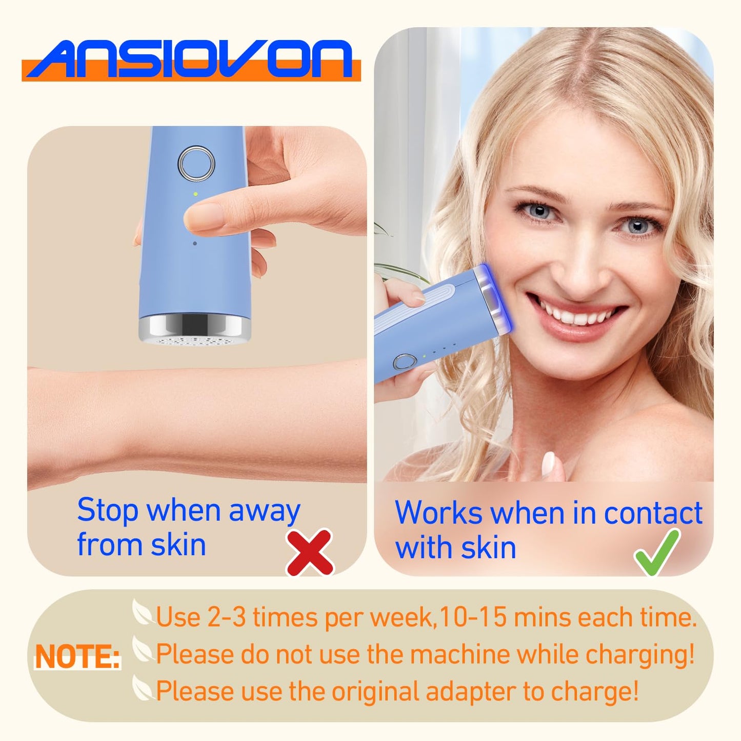 ANSIOVON Blue Light Therapy Device for Acne Spot Treatment - LED Acne Blue Light Therapy Wand for Face - Medaid International