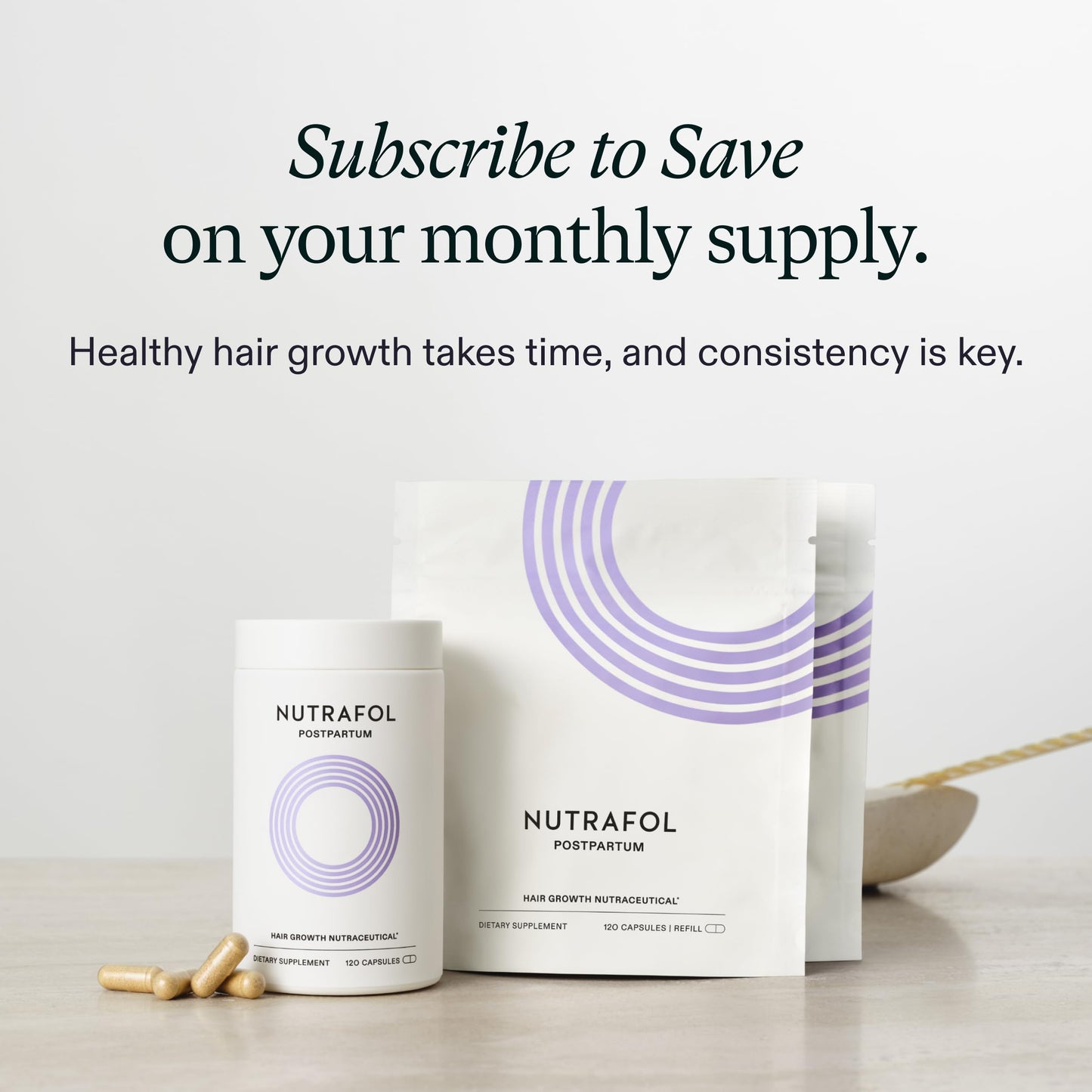 Nutrafol Postpartum Hair Growth Supplements, Clinically Tested for Visibly Thicker Hair and Less Shedding, Breastfeeding-friendly - 1 Month Supply - Medaid International