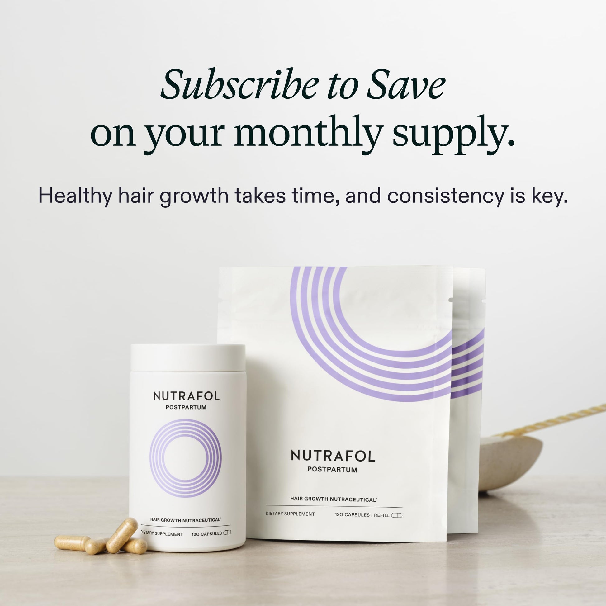 Nutrafol Postpartum Hair Growth Supplements, Clinically Tested for Visibly Thicker Hair and Less Shedding, Breastfeeding-friendly - 1 Month Supply - Medaid International