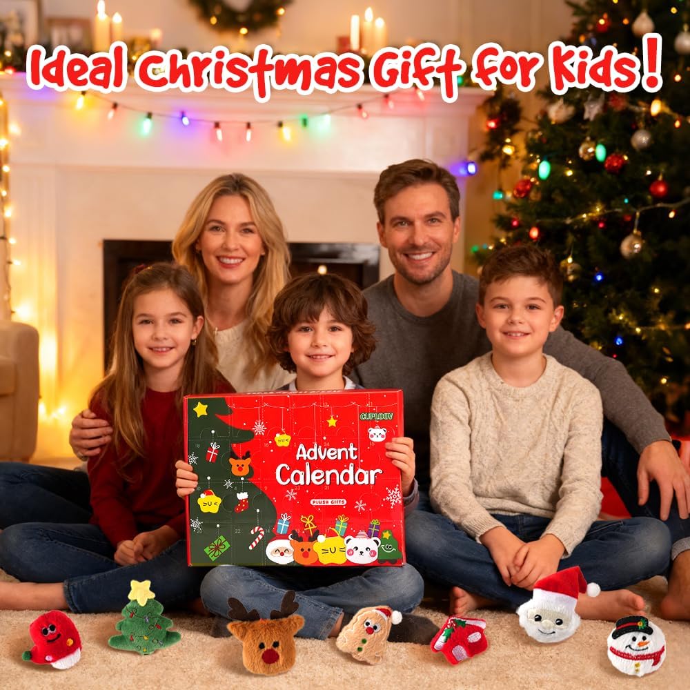 Advent Calendar 2025 with Plush Toys - 24 Days Surprise Plush Advent Calendar, Soft Mini Stuffed Animal Toys Christmas Gift for Kids Teen Boys Girls Adult - Medaid International