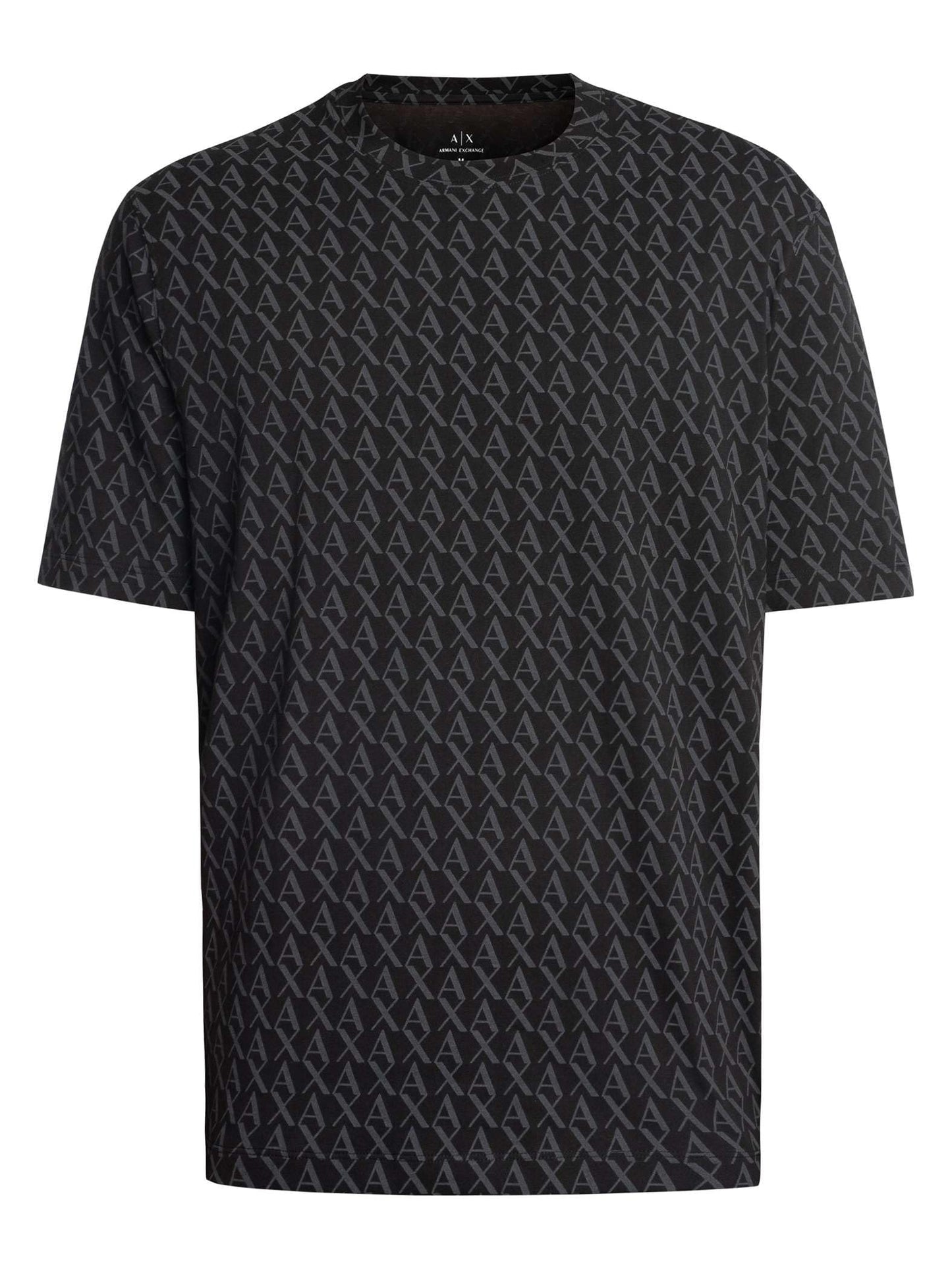 Armani Exchange Men's All Over Logo Tee, Black/Black Allover, Medium - Medaid International