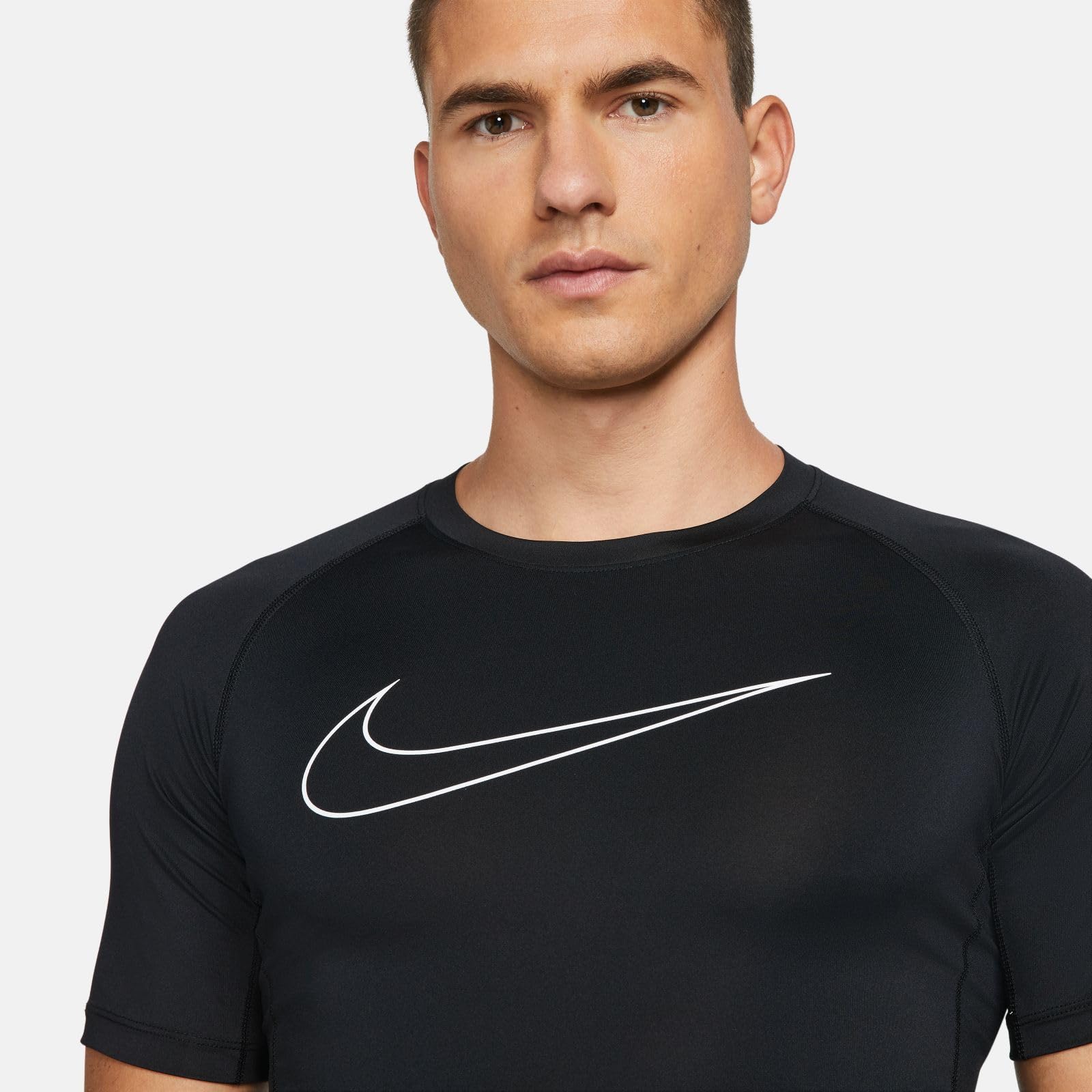 Nike Pro Dri-FIT Men's Tight Fit Short-Sleeve Top (as1, Alpha, l, Regular, Regular, Black/White) - Medaid International