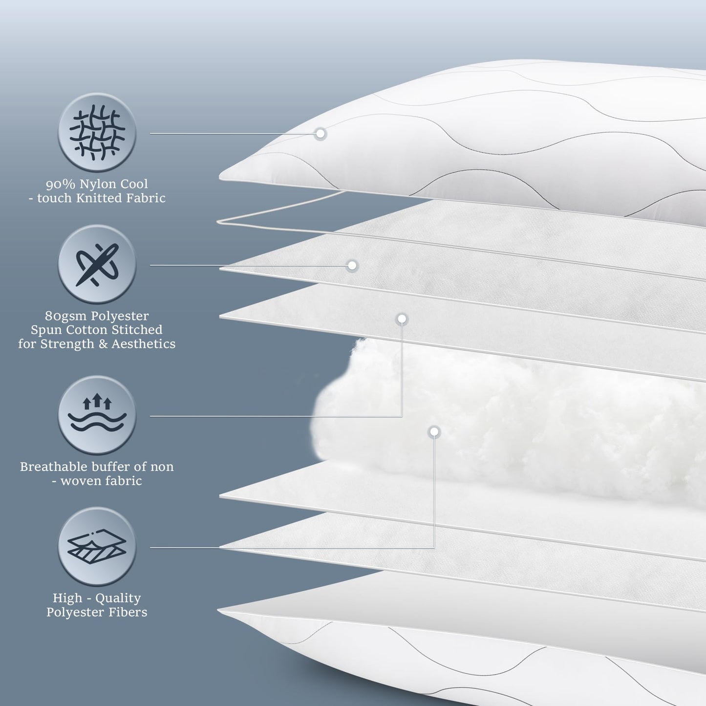 COZSINOOR Cooling Bed Pillows Queen Size Set of 2, Hotel-Quality Fluffy Microfiber Fill - Down Alternative for Side, Back & Stomach Sleepers, Breathable & Skin-Friendly - Medaid International