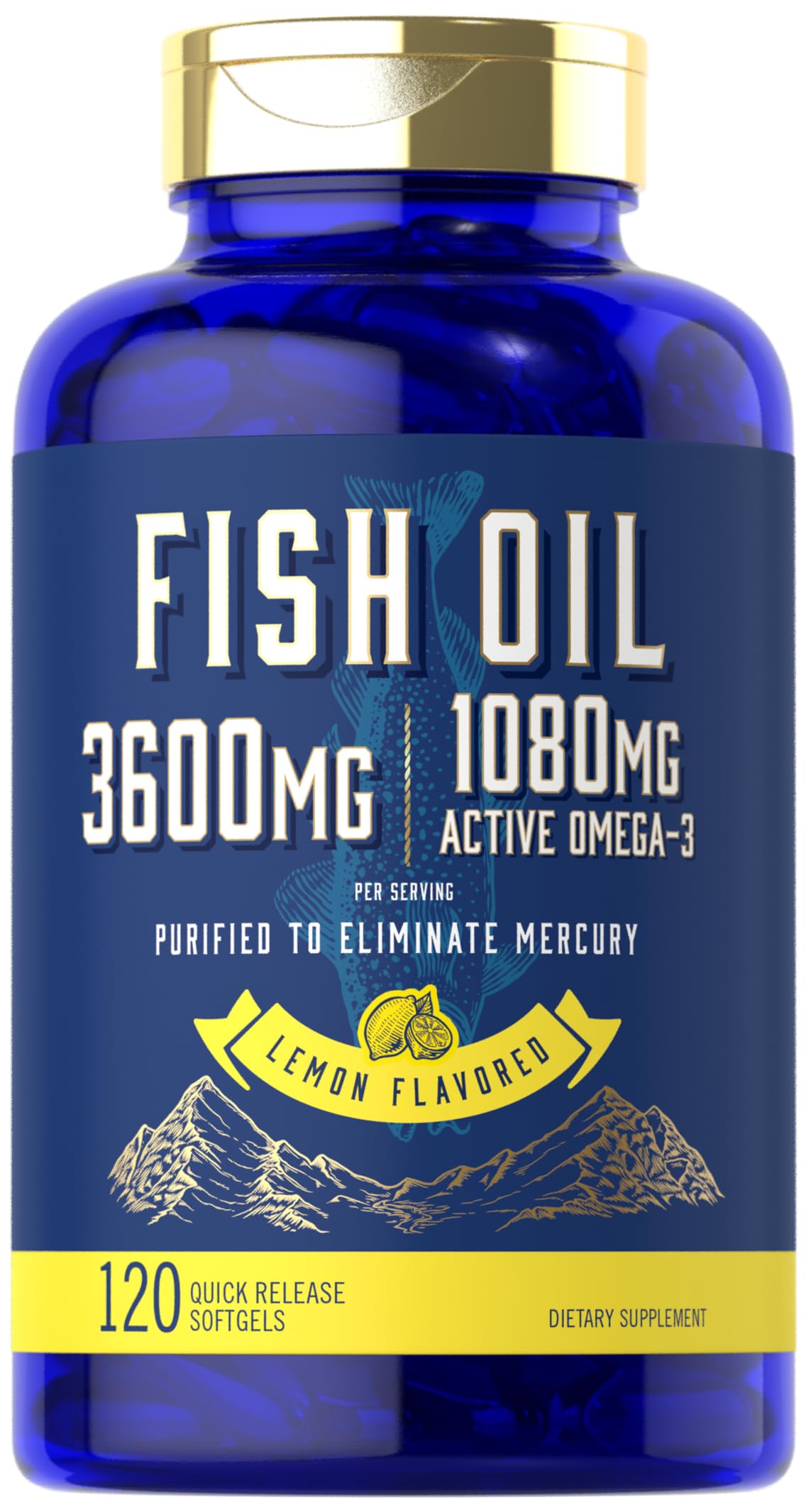 Carlyle Fish Oil 3600mg | 1080mg Omega 3 | 120 Count | Non-GMO and Gluten Free Supplement - Medaid International