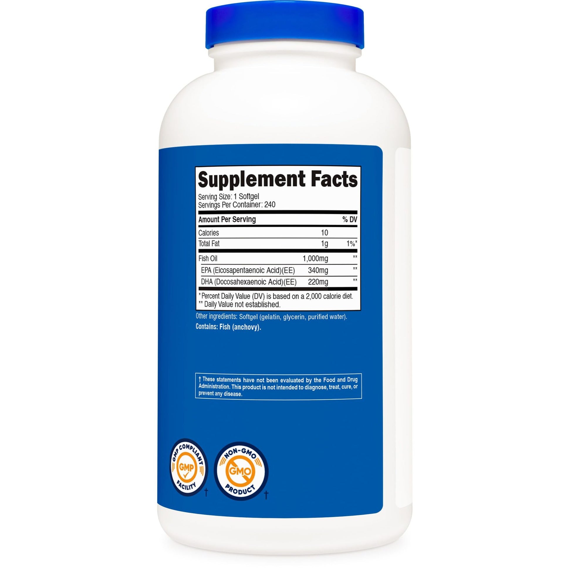 Nutricost Fish Oil Omega 3 Softgels with EPA & DHA (1000mg of Fish Oil, 560mg of Omega-3), 240 Softgels, Non-GMO, Gluten Free. - Medaid International