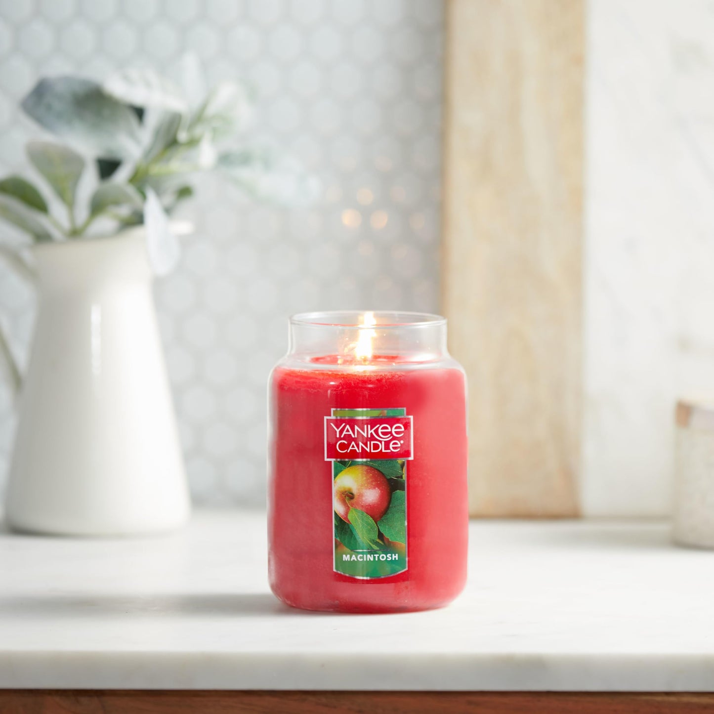Yankee Candle Macintosh Scented, Classic 22oz Large Jar Single Wick Candle, Over 110 Hours of Burn Time - Medaid International