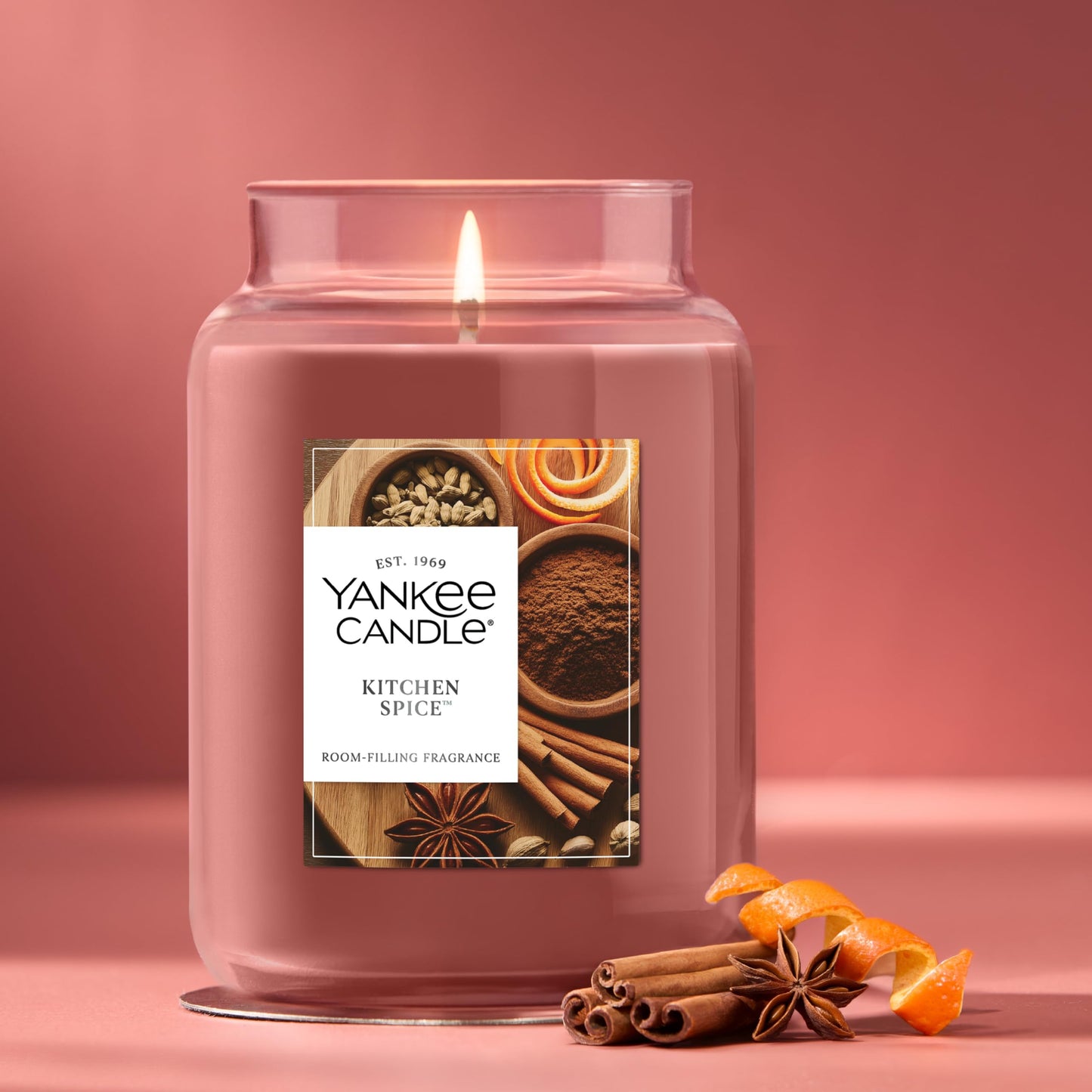 Yankee Candle Kitchen Spice, Fall Scented Candle, 22oz Large Jar with up to 150 Hour Burn Time - Medaid International