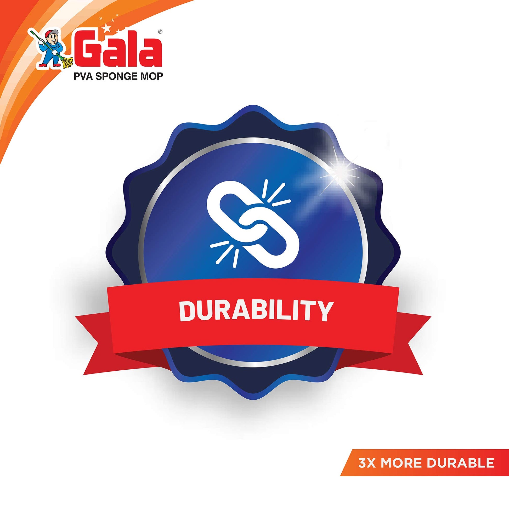 Gala PVA Sponge Mop for Floor Cleaning, Stainless Steel Butterfly mop for Cleaning Floor, Sponge Mop Stick for Bathroom Cleaning (Blue) - Medaid International