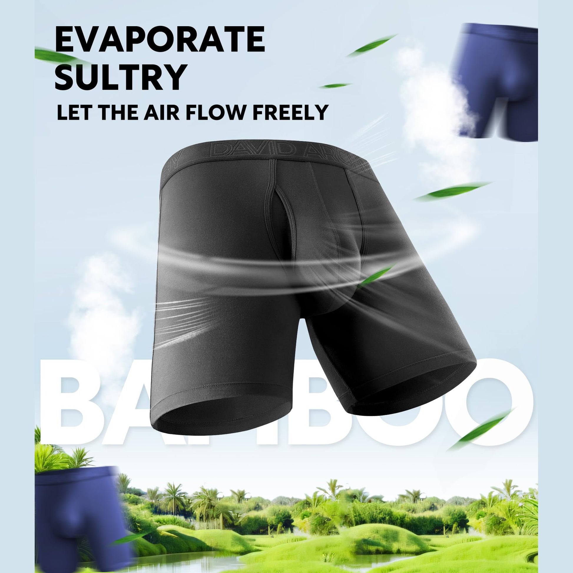 DAVID ARCHY Men's Boxer Briefs, Soft and Breathable Underwear with Moisture-Wicking Fly Underwear for Men 4 Pack (M, Black - 5.5" in 4 Pack) - Medaid International
