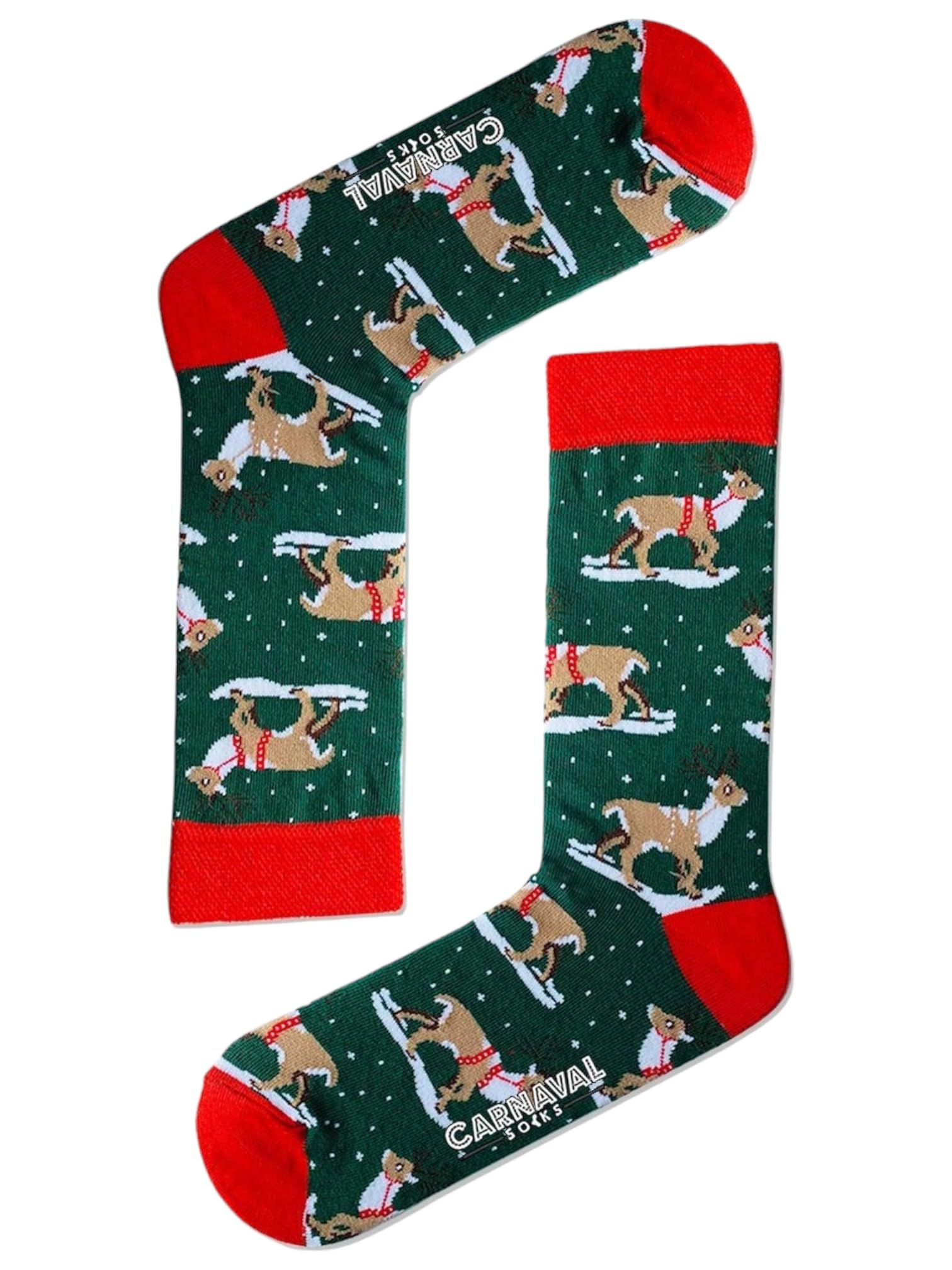 CARNAVAL SOCKS THE PARTY HAS BEGUN Women's & Men's Christmas Novelty Socks, Multicolor Cartoon Crew Length, 2 Count, Adults, Christmas Lovers, Novelty Socks Enthusiasts - Medaid International