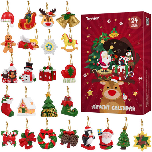 Toyvian 24 Pcs Assorted Christmas Tree Ornaments Countdown Advent Calendar DIY Miniature Ornaments for Xmas Holiday Decorations - Medaid International