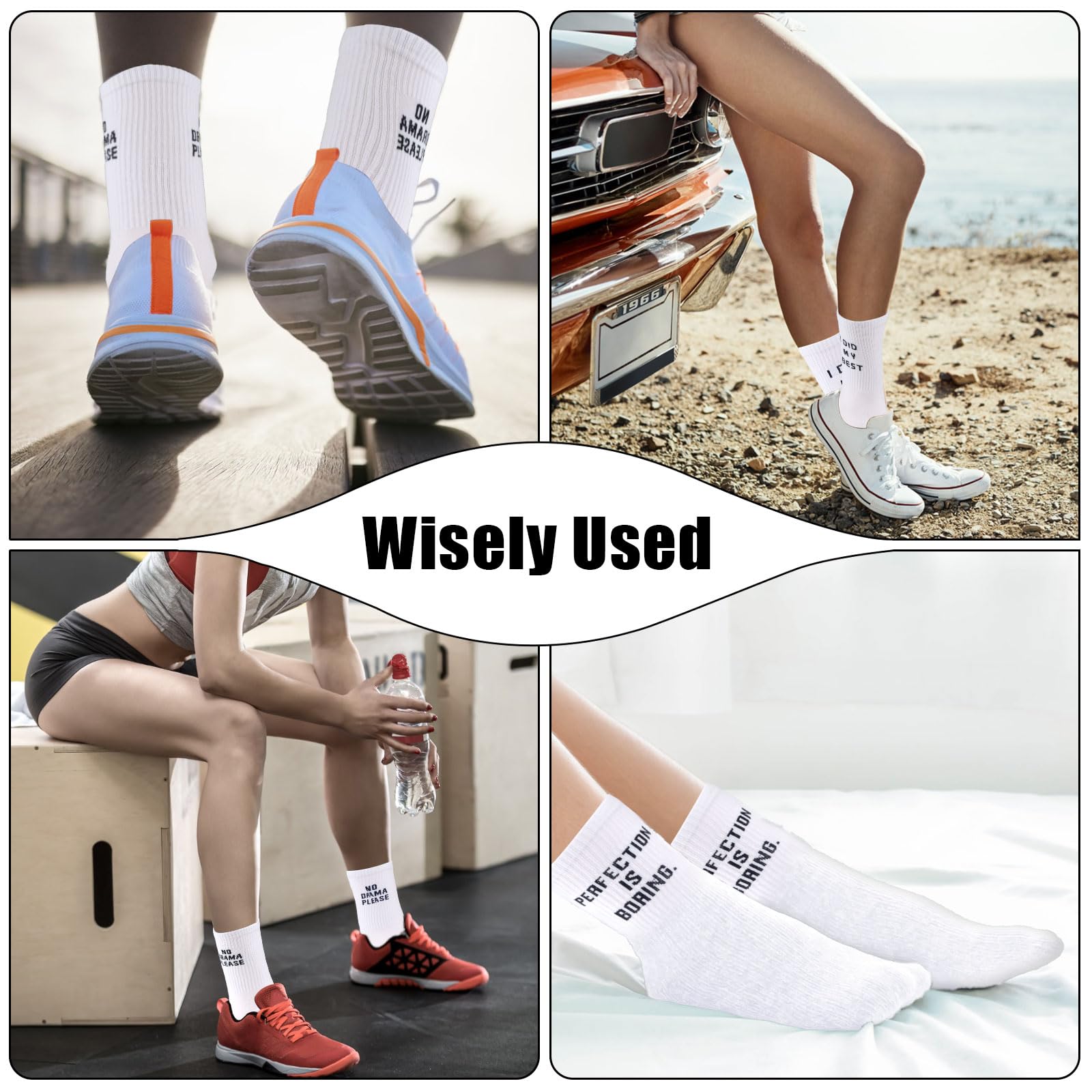 3 Pairs of Tennis Socks, White Tennis Socks for Men and Women, 36-42, Funny Sports Socks with Saying One Size, Breathable Cotton Socks for Home, Leisure, Sports, White, 36-42 - Medaid International