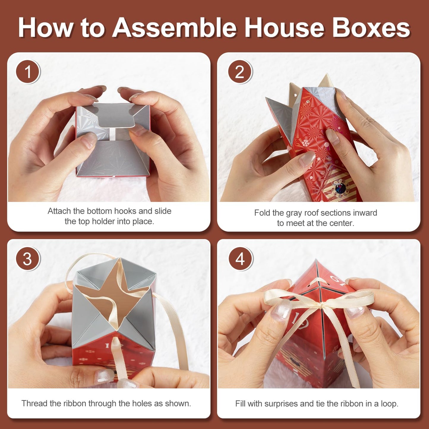 DIY Christmas Advent Calendar Boxes to Fill, 25 Numbered Empty Advent Calendar Houses Boxes, 2025 Countdown Advent Calendars Surprise Gift Boxes for Kids Family Friends, XMAS Holiday Decor -25 Designs - Medaid International