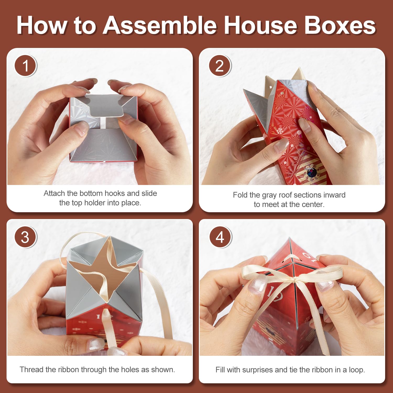 DIY Christmas Advent Calendar Boxes to Fill, 25 Numbered Empty Advent Calendar Houses Boxes, 2025 Countdown Advent Calendars Surprise Gift Boxes for Kids Family Friends, XMAS Holiday Decor -25 Designs - Medaid International