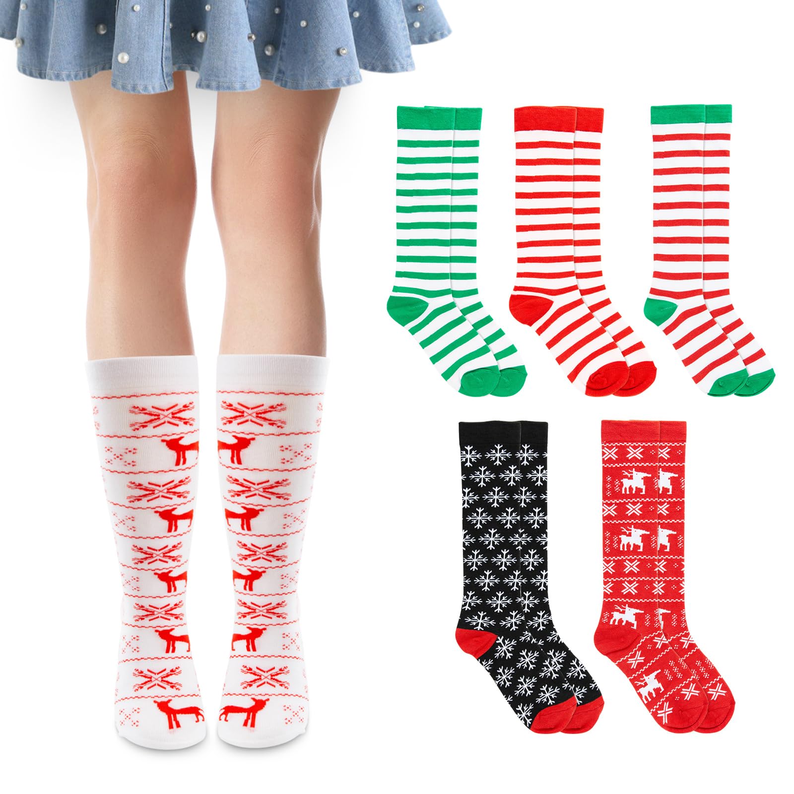 KHJCXS 6 Pairs Women Colorful Fun Novelty Socks spring gifts for women striped socks compression stockings Fluffy Soft Warm for Women Girl - Medaid International