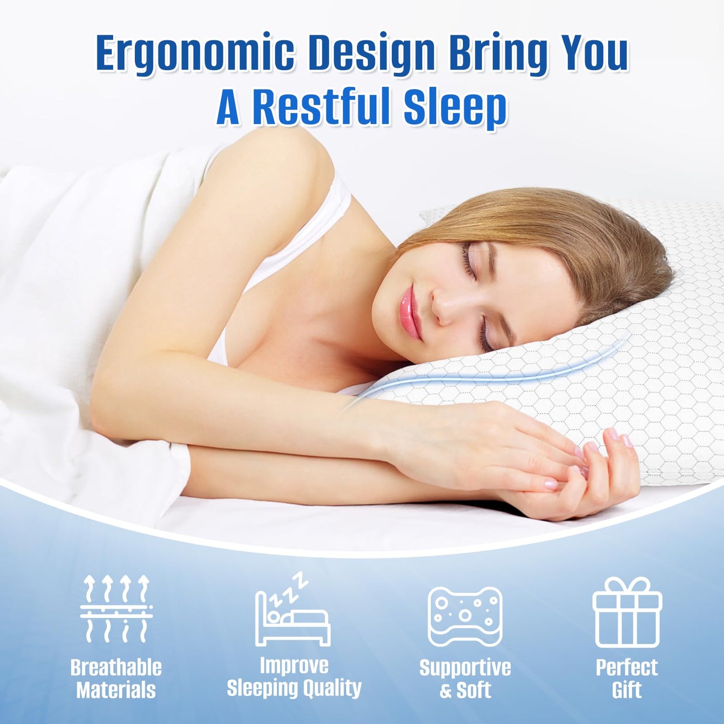 CushyOasis Shredded Memory Foam Pillow for Sleeping, Cooling Bed Pillows Set of 2, Adjustable Pillows for Side, Back, Stomach Sleepers with Washable Pillowcase (Queen Size, Grey) - Medaid International