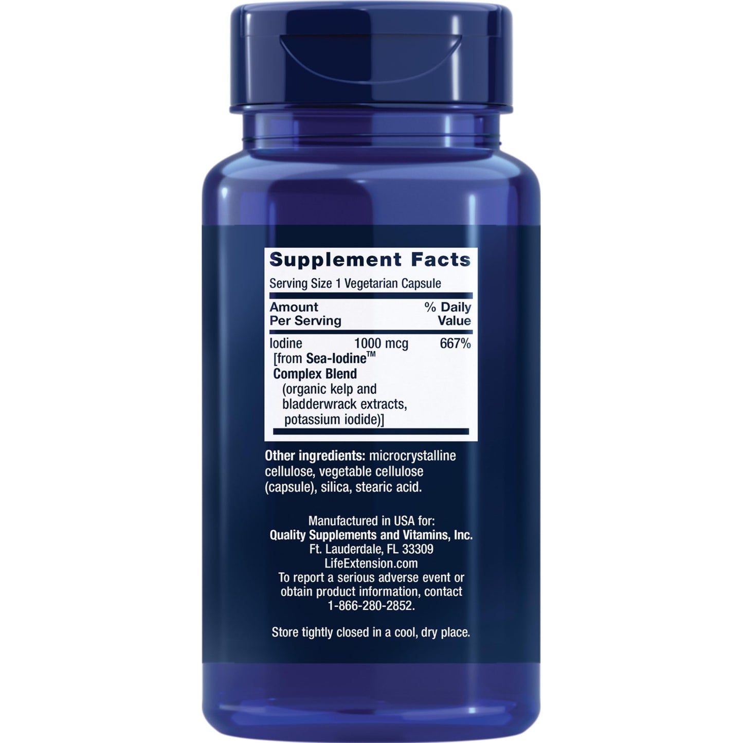 Life Extension Sea-Iodine™, kelp and bladderwrack-derived Iodine, Supports Healthy Levels of This Essential Nutrient for Thyroid Health and Beyond, Non-GMO, Gluten-Free, Vegetarian, 60 Capsules - Medaid International