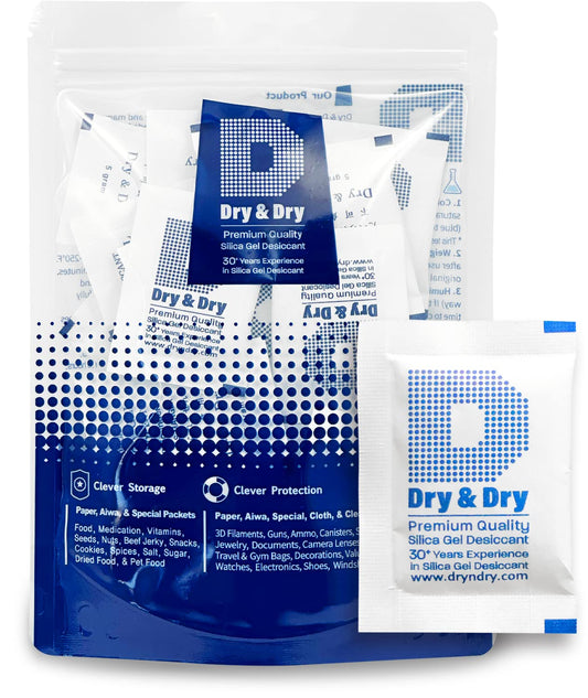 Dry & Dry 5 Gram [50 Packets] Silica Gel Packets Silica Gel Desiccants, Silica Gel Packs - Rechargeable (Food Safe) Silica Gel Packets, Silica Packets - Medaid International