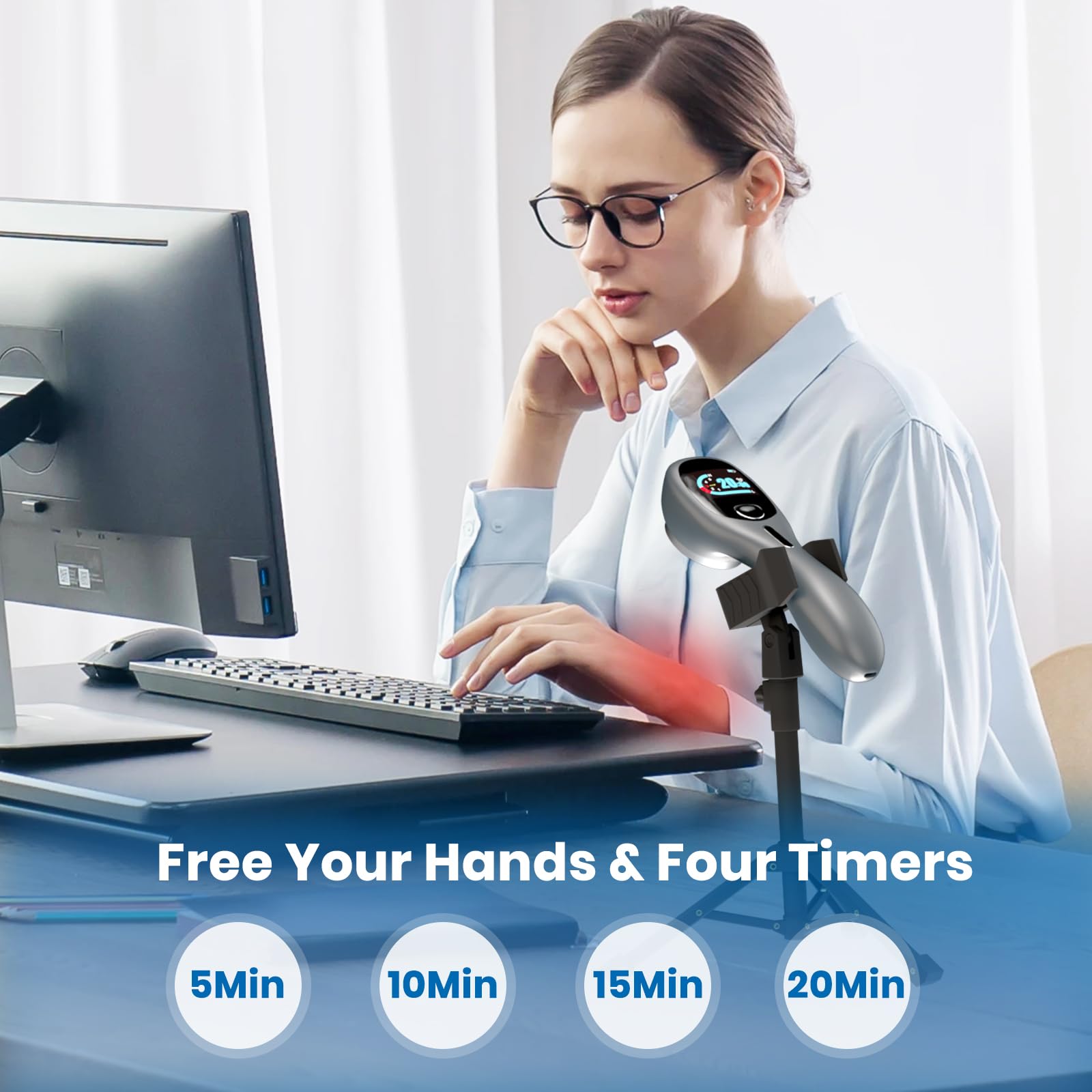 Handheld Red Light Therapy with Stand, Infrared Light Therapy Device for Body, Portable Cold Red Light Machine for Muscle and Joint Pain(4 * 808nm+14 * 650nm) - Medaid International