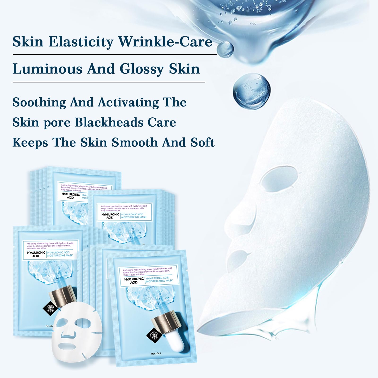 Face Mask Skin Care Hydrating Anti Aging Facial Mask Hyaluronic Acid Sheet Pack Deep Moisturizing Hydration Facemask Sheets for Women SkinCare Beauty Smoothing Rejuvenating Growing Gifts10 Sheets - Medaid International