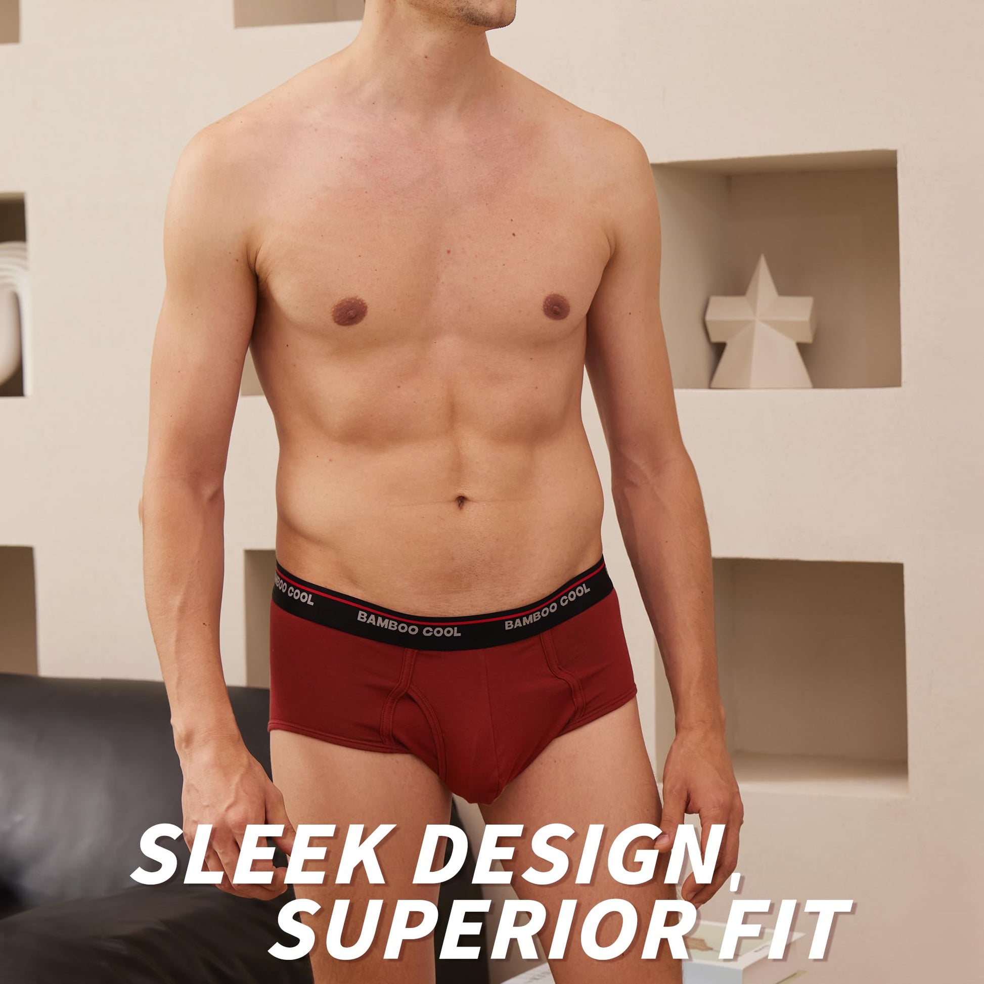 BAMBOO COOL Mens Breathable Soft Underwear Open-fly Classic Briefs, Tag-free, 6 Pack - Medaid International