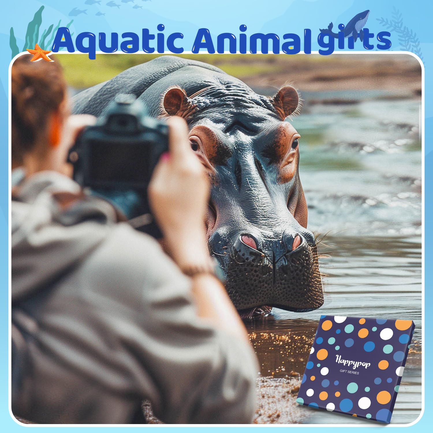 HAPPYPOP Hippo Gifts for Women Men - Hippo Socks Animal Gifts for Teens - Medaid International