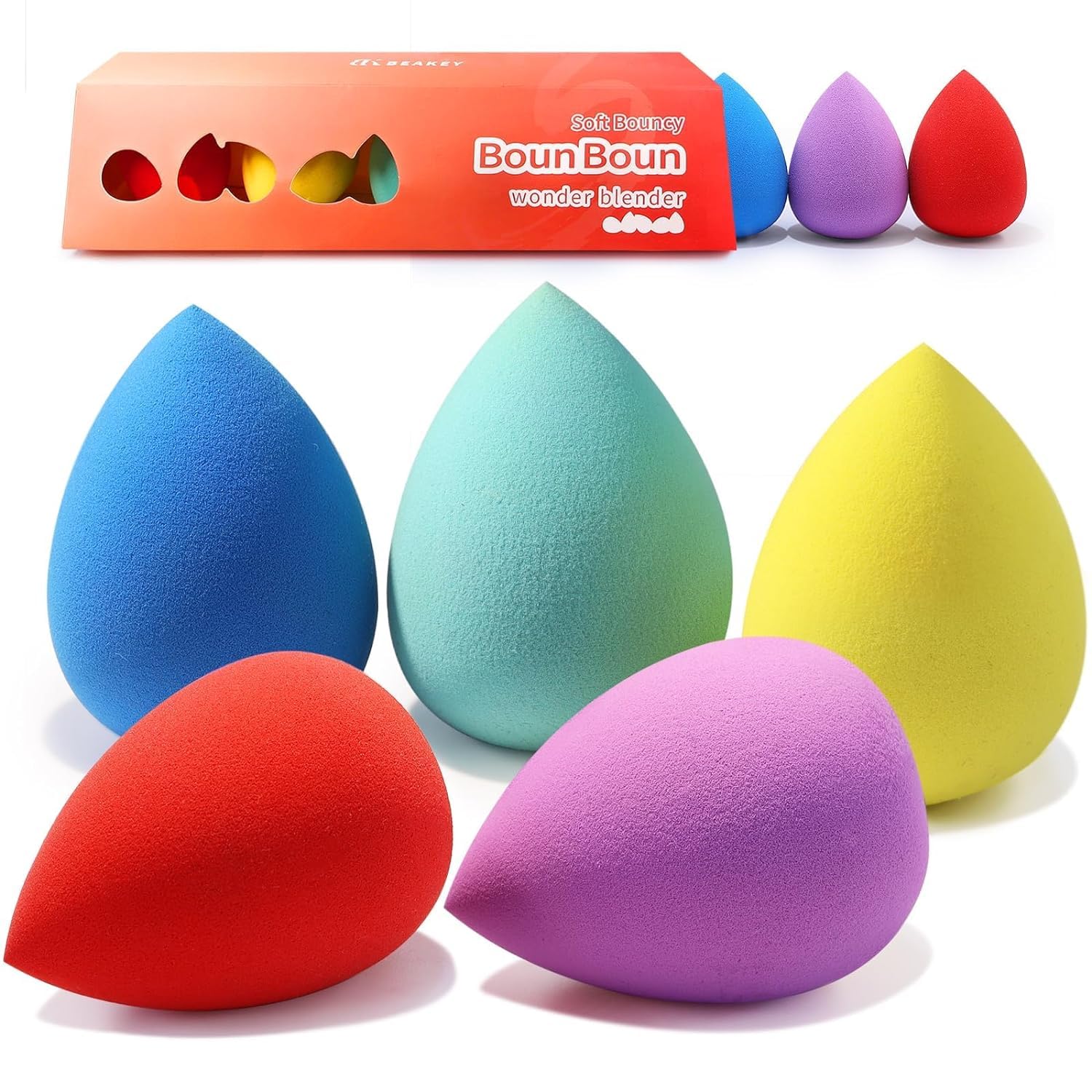 BEAKEY Makeup Sponge Set 5 Pack Micro Porous Low Absorption Soft Latex Free Foundation Beauty Sponges & Blenders for Powder Cream, Stocking Stuffers for Women - Medaid International