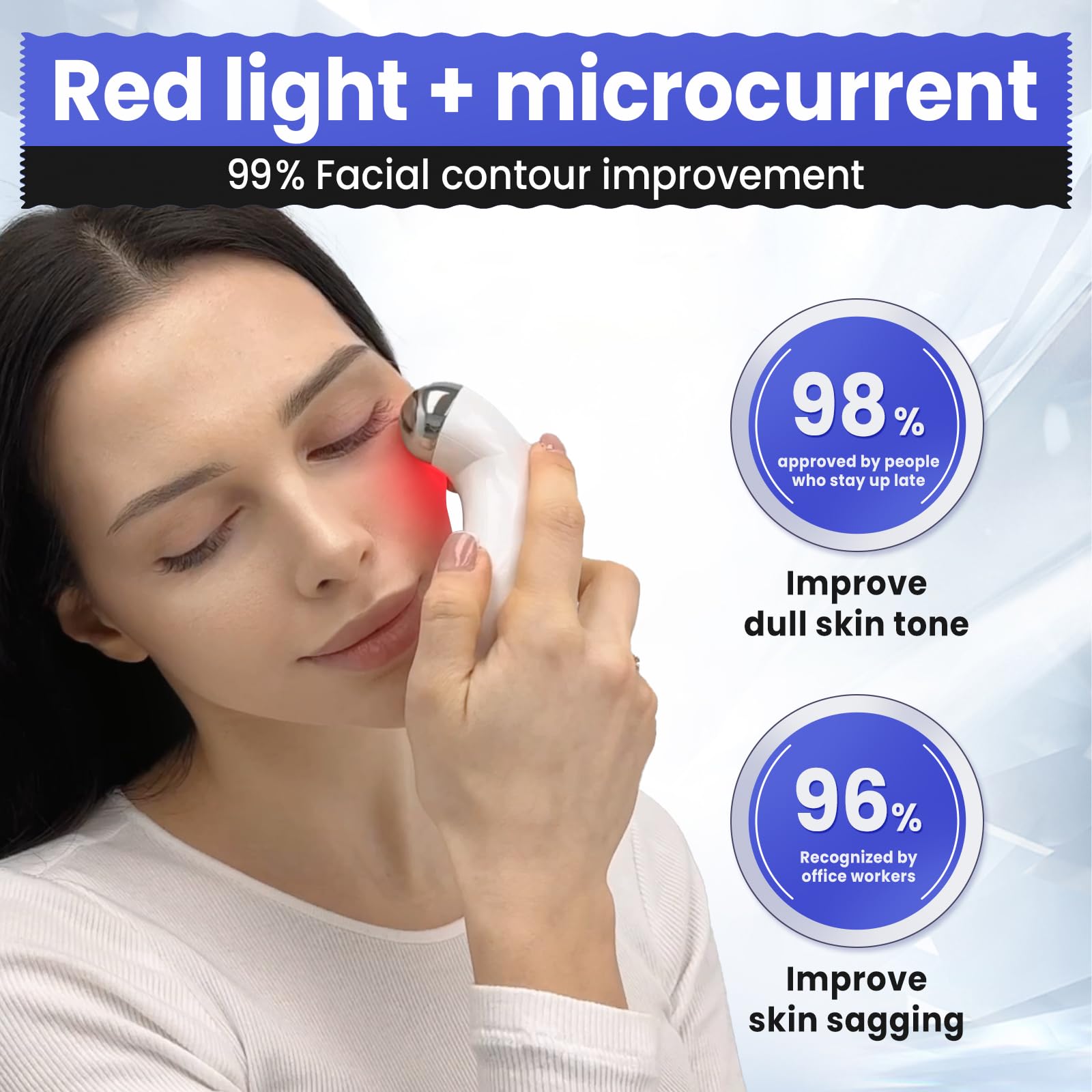 Gunfay Microcurrent Facial Device,Latest Red Light Technology,Enhances The Ability to Lift The Face and Tighten The Skin,USB Red Light Device for Face,for Facial Wrinkle Equipment, standard, White - Medaid International