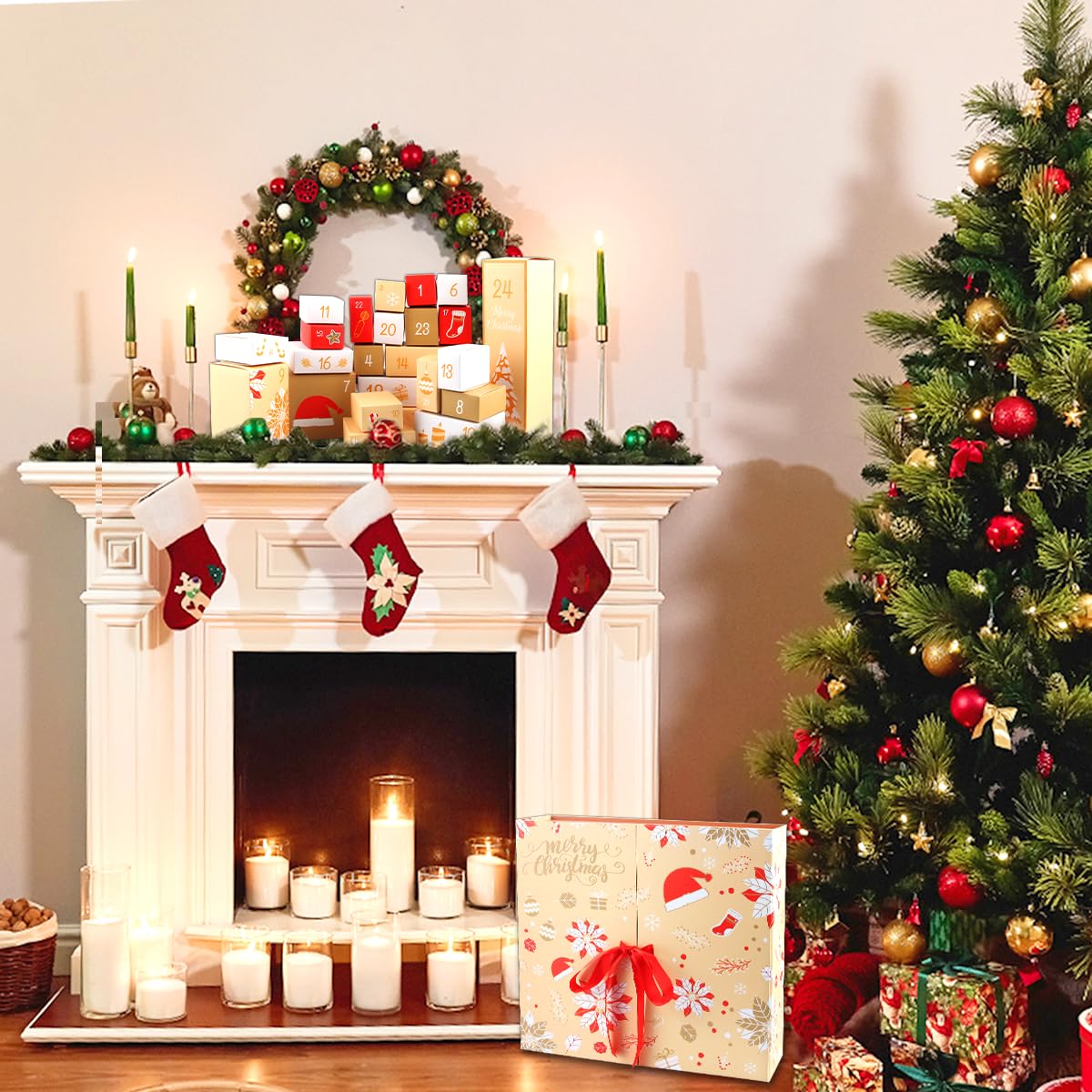 Christmas Advent Calendars 2023 – 24 Colorful Reusable Boxes for Filling, Advent Calendar Fillers for Kids & Adults, Perfect Christmas Gifts and Presents - Medaid International