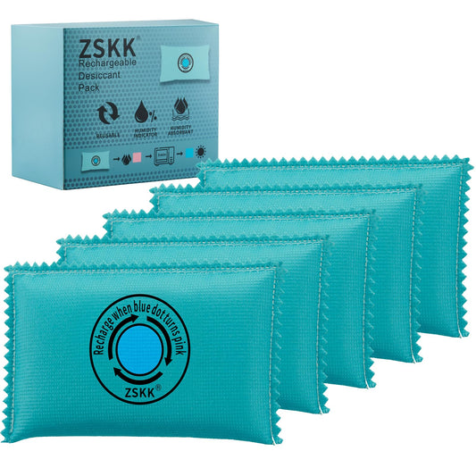 ZSKK 100g Rechargeable Desiccant Pack of 5,Silica Gel Desiccant Packets,Moisture Absorbers for Storage Bins, Suitcase,Gun Safe, 3D Filaments, Electronics,Desiccant Dehumidifier for Closets,Cars - Medaid International