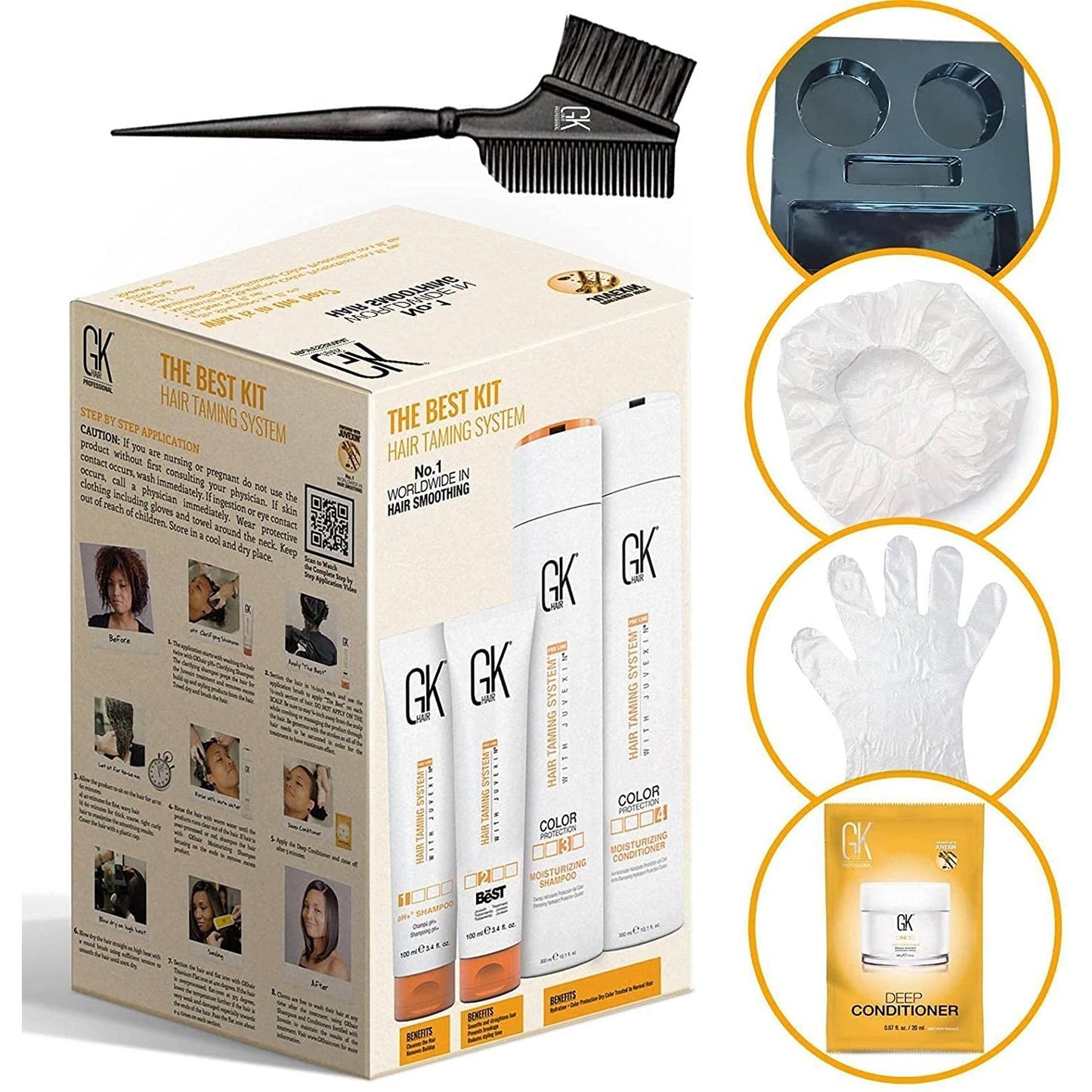 GK HAIR Global Keratin The Best Consumer Box Kit (10.1 Fl Oz/300ml) Smoothing Keratin Treatment Professional Brazilian Complex Blowout Straightening For Silky Smooth & Frizzy Hair - Medaid International