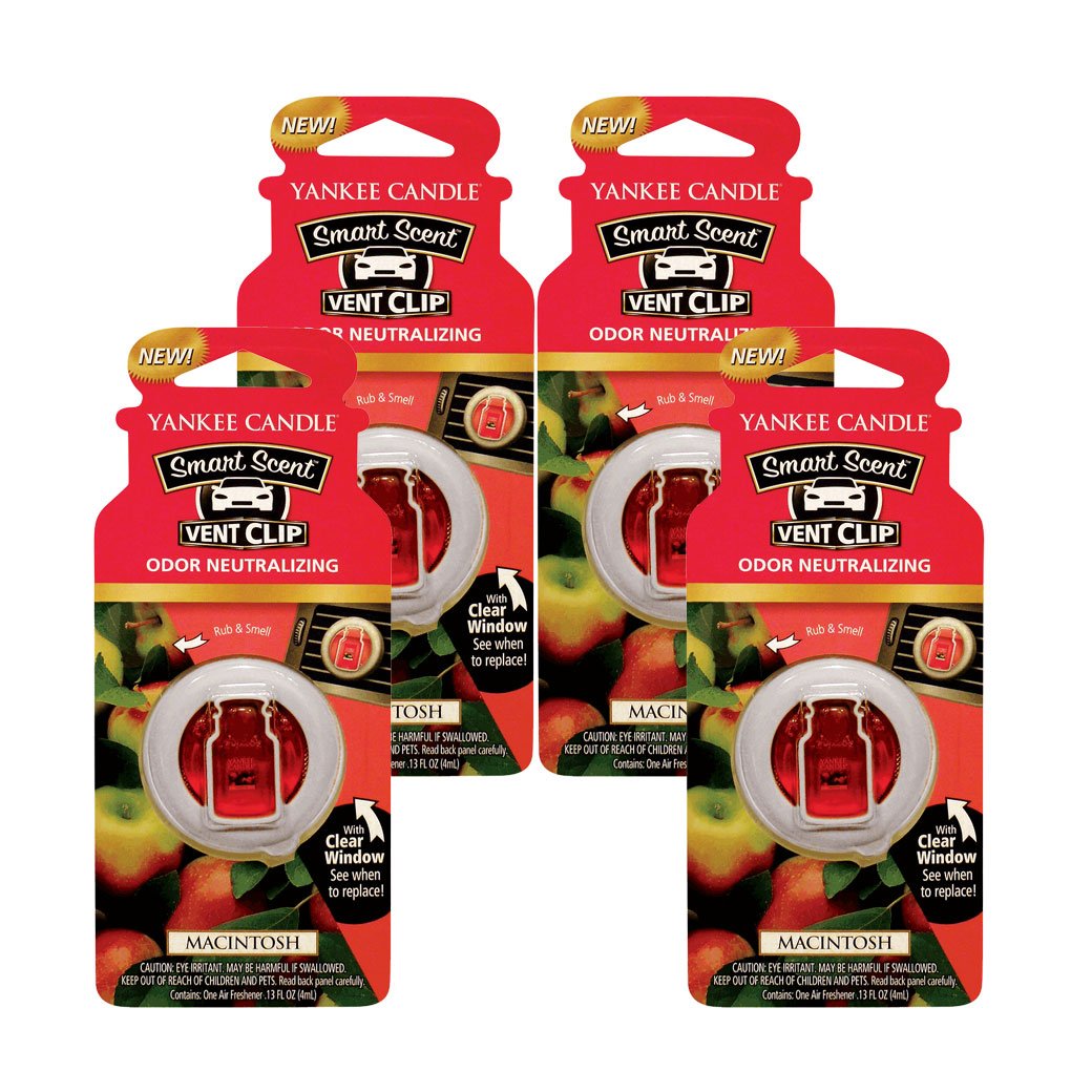 Yankee Candle Car Freshener Smart-Scent Vent Clips, 4-Pack (Macintosh) - Medaid International