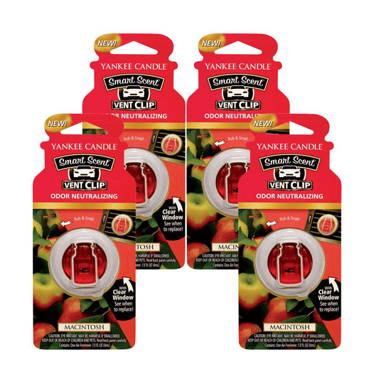 Yankee Candle Car Freshener Smart-Scent Vent Clips, 4-Pack (Macintosh) - Medaid International