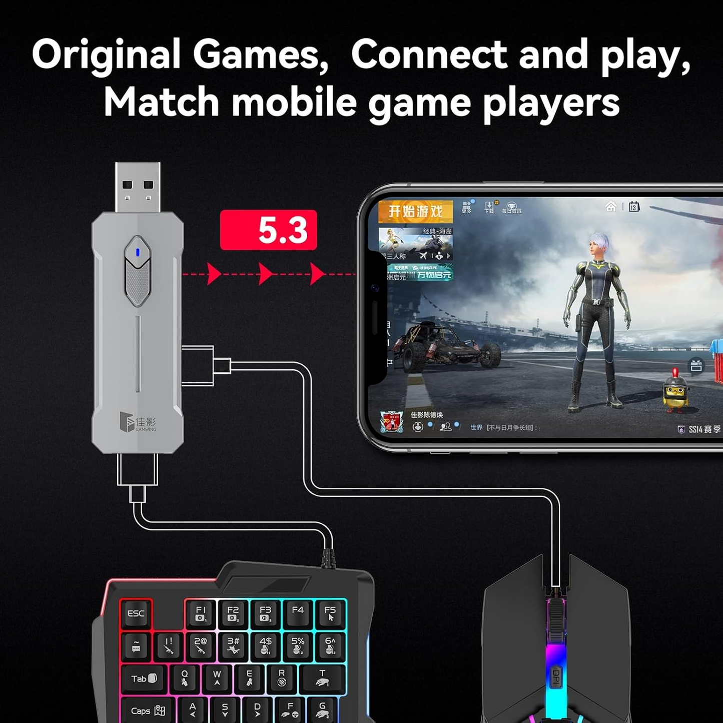 OEM 4-IN-1 Mobile Gaming Combo: Keyboard, Mouse, Converter, Stand - Medaid International