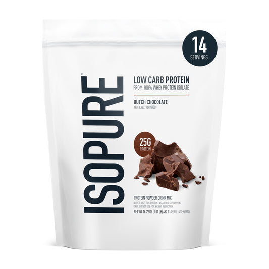 Isopure Low Carb 100% Pure Whey Isolate Protein Powder, Lactose Free, Gluten Free, With Vitamins, Dutch Chocolate, 25g Protein Per Serving, 1 Lb, 14 Servings (Packaging May Vary) - Medaid International