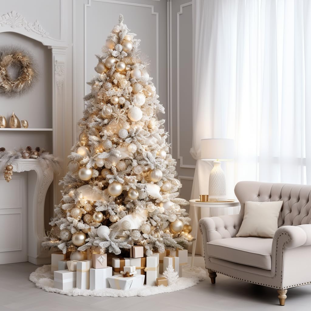 AISENO 48 Inch White Faux Fur Christmas Tree Skirt, Luxury Plush Tree Base Cover for Holiday Party and Home Christmas Decor - Medaid International