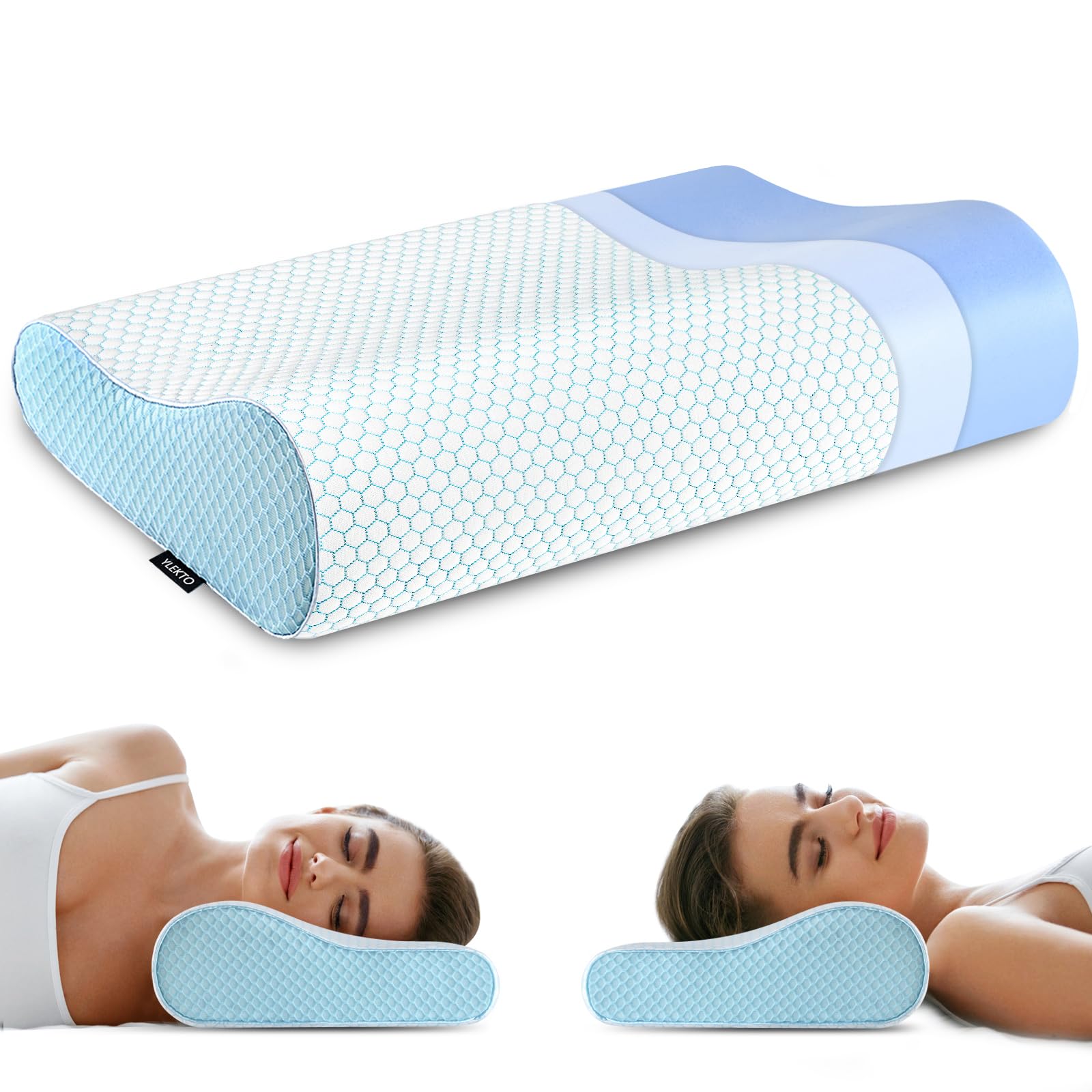 Memory Foam Pillows Neck Pillow Bed Pillow for Sleeping Ergonomic Cervical Pillow Orthopedic Contour Pillow for Side Back Stomach Sleeper - Medaid International