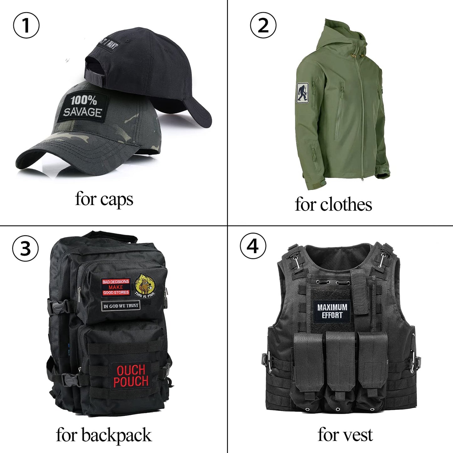 Gleihow 12 Pieces Random Funny Tactical Morale Patch Full Embroidery Military Loop and Hook Patches for Caps Backpacks Vest Harness Military Uniforms - Medaid International