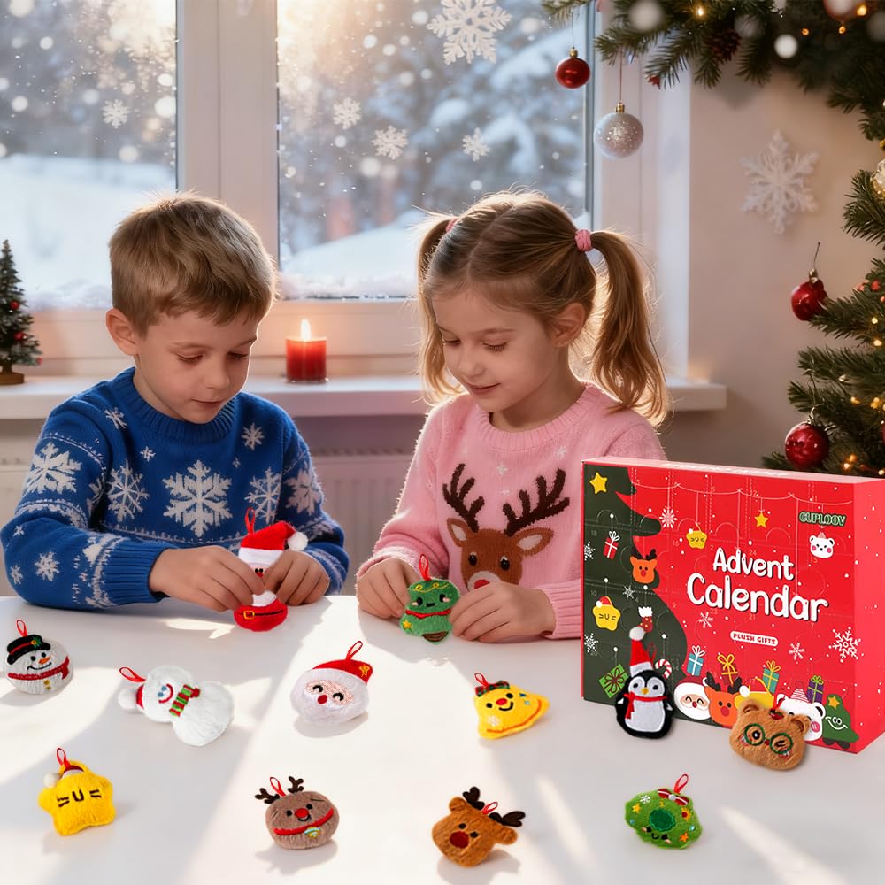 Advent Calendar 2025 with Plush Toys - 24 Days Surprise Plush Advent Calendar, Soft Mini Stuffed Animal Toys Christmas Gift for Kids Teen Boys Girls Adult - Medaid International