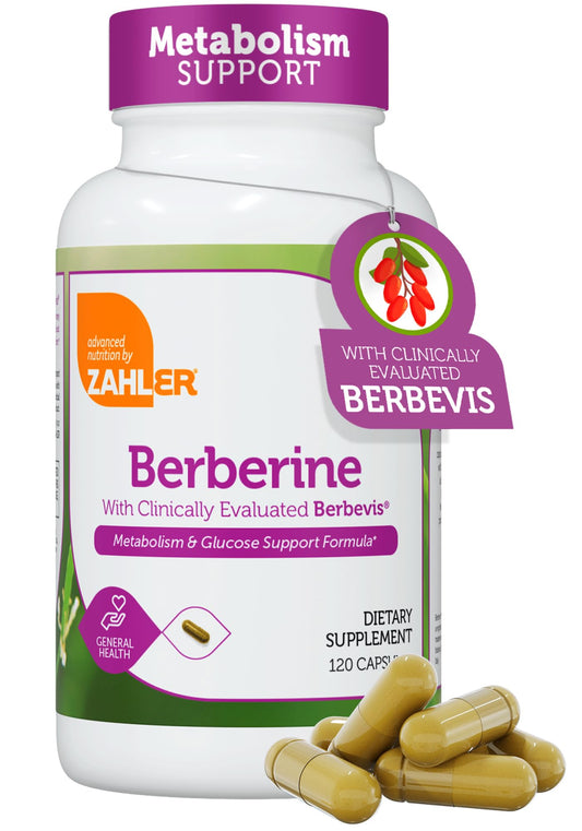 Zahler Berberine Supplement 1000mg with Clinically Evaluated Berbevis Complex and Berberine HCl - Barberry Supplements for Metabolism Support and Berberine Glucose Support for Adults (120 Capsules) - Medaid International
