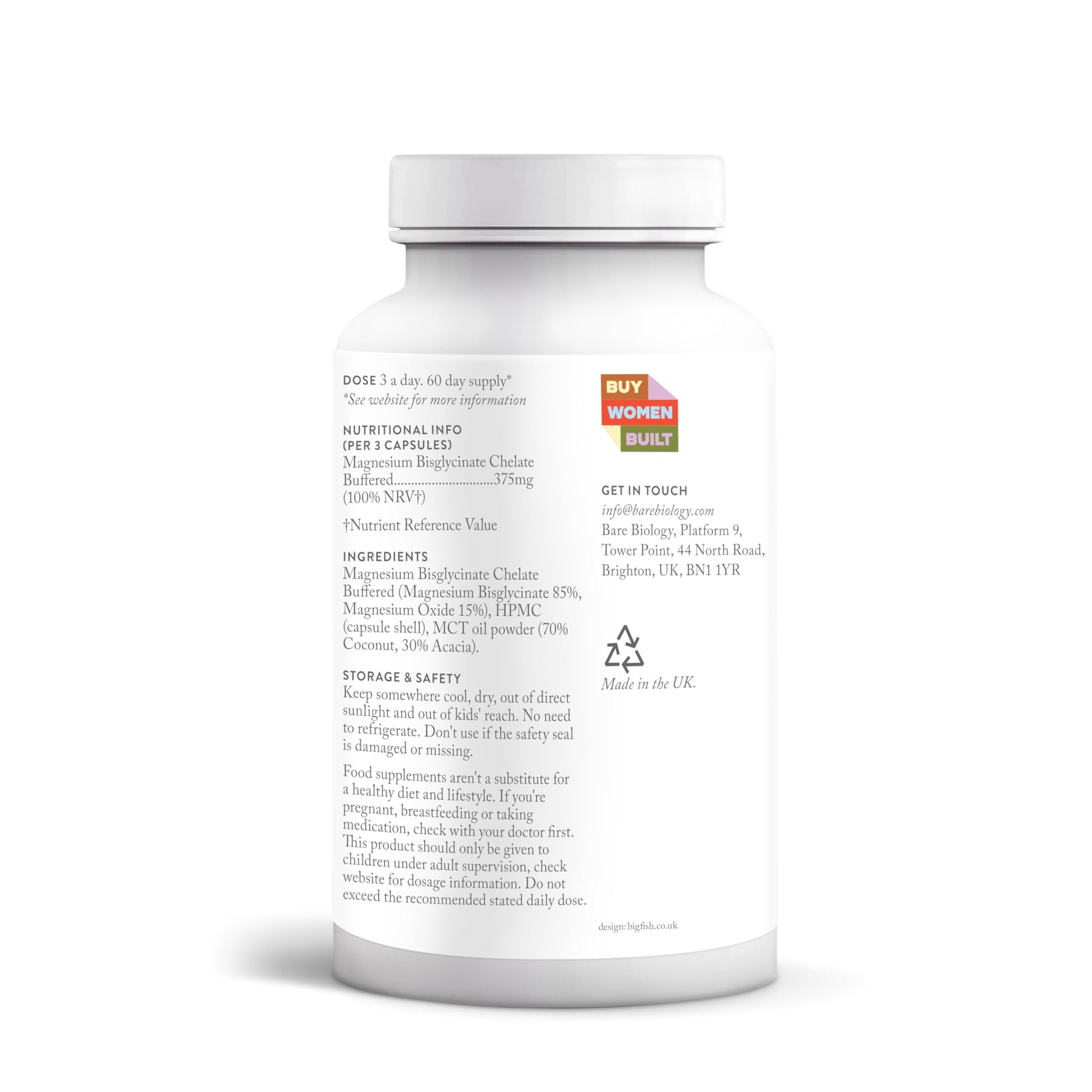 Buffered Magnesium Capsules by Bare Biology - Medaid International